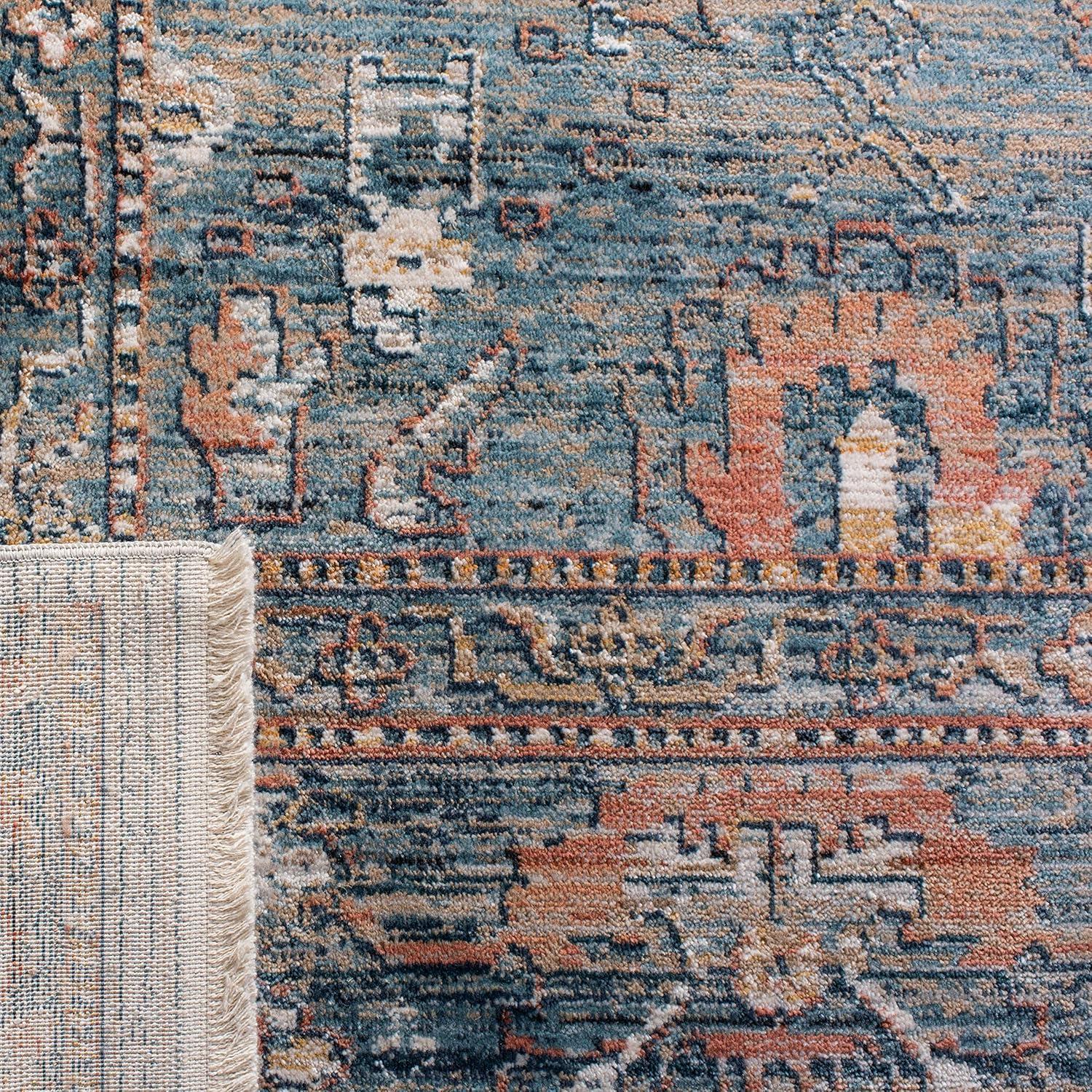 SAFAVIEH Victoria Collection Accent Rug - 2'2" x 4', Blue & Ivory, Vintage Distressed Design, Non-Shedding & Easy Care, Ideal for High Traffic Areas in Entryway, Living Room, Bedroom (VIC905M)