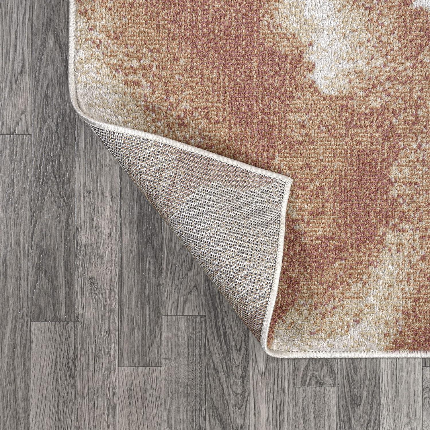 5' x 8' Petalo Abstract Two-Tone Modern Area Rug, Orange/Cream - JONATHAN Y