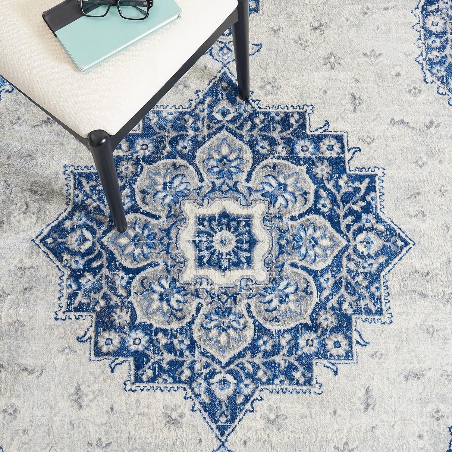 Brentwood BNT826 Power Loomed Indoor Area Rug - Blue/Ivory - 6'7"x6'7" - Safavieh