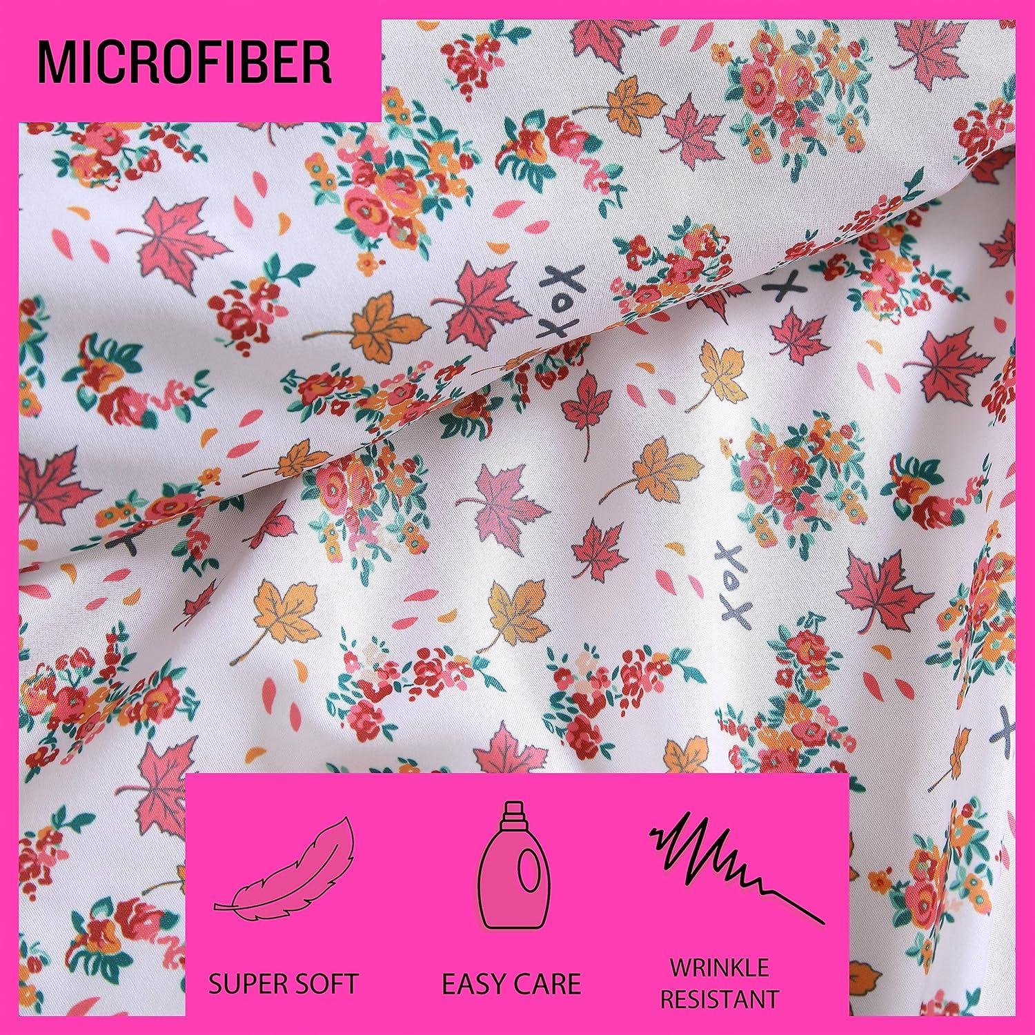 Fall Foliage Pink Full Microfiber Sheet Set