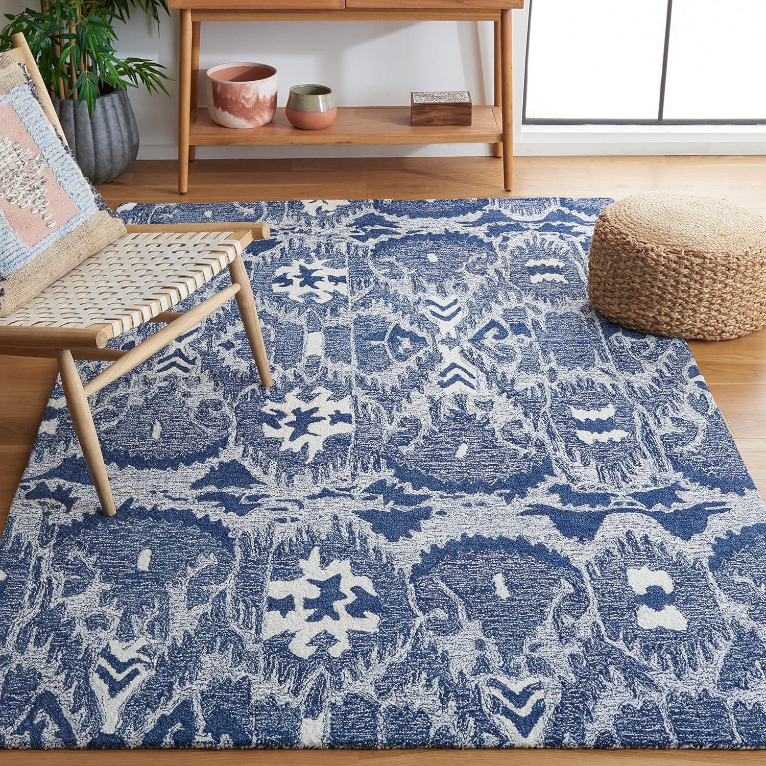 Ikat IKT654 Hand Tufted Area Rug - Blue/Ivory - 8'x10' - Safavieh.
