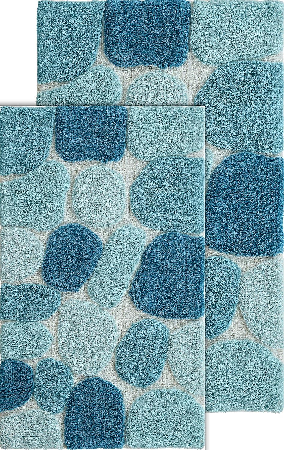 Chesapeake Pebbles 2 pc Arctic Blue Bath Rug Set (21"x34" & 24"x40")