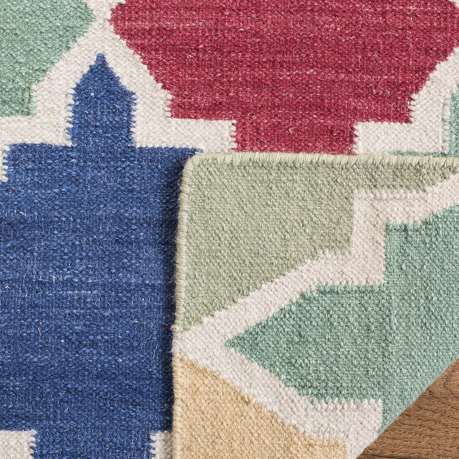 SAFAVIEH Dhurries Wystan Geometric Area Rug, Blue/Multi, 3' x 5'