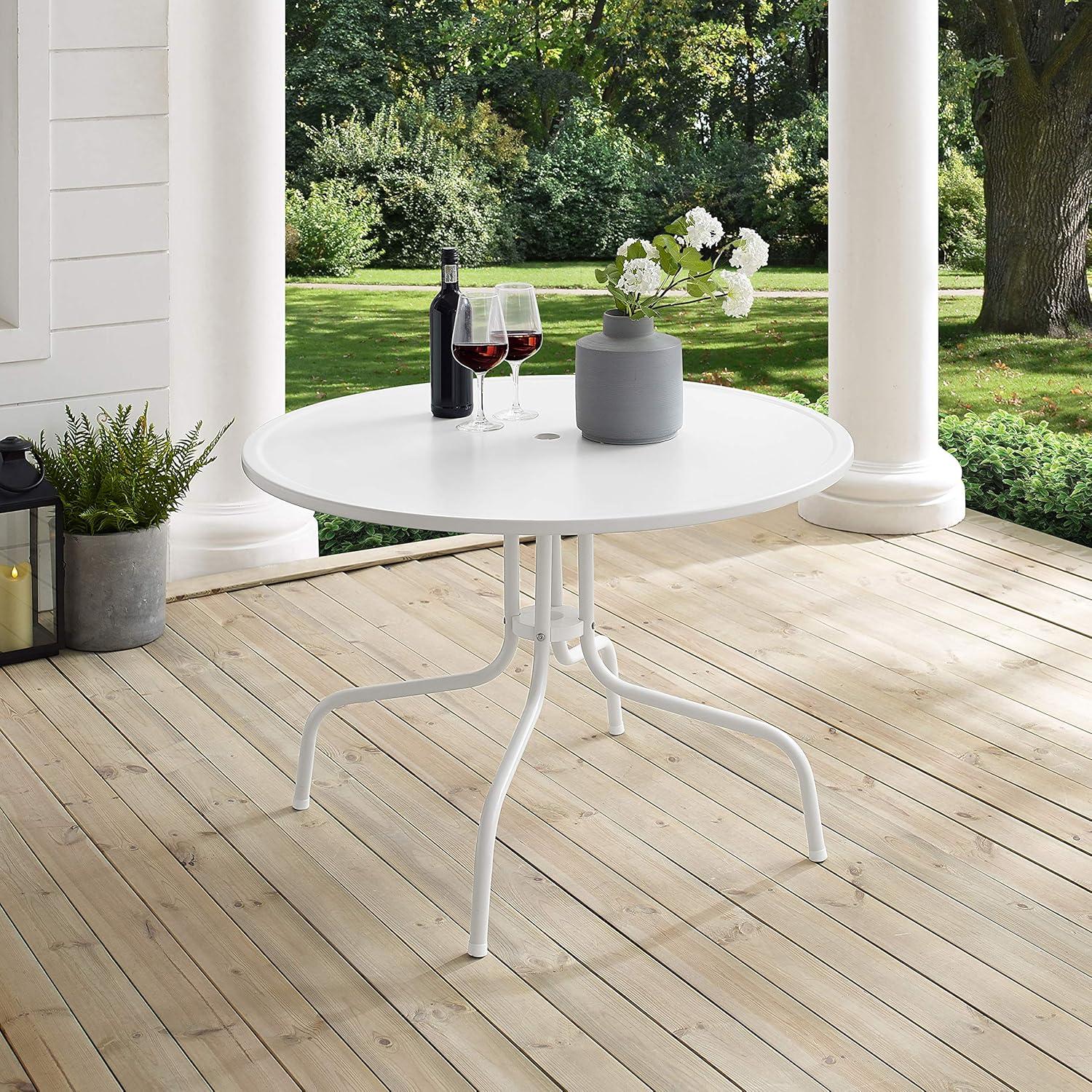 Burley Round 4 - Person 39" Long Powder Coated Steel Dining Set