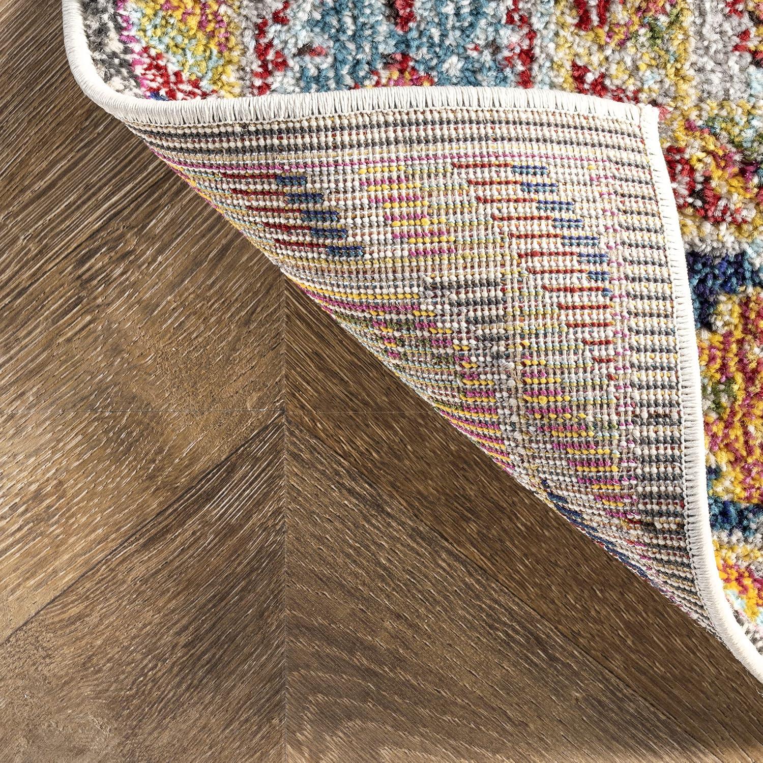 Erline Colorful Bohemian Black and Multicolor Runner Rug