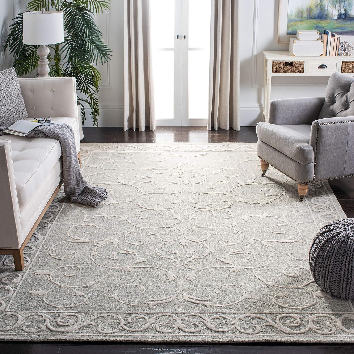 Ivory Hand-Tufted Wool 10' x 14' Rectangular Area Rug