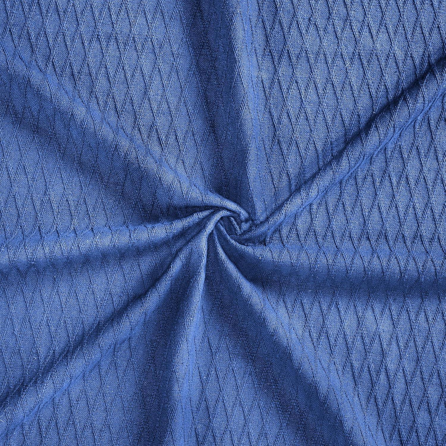 Merritt Blue Cotton Diamond Weave Knitted Throw Blanket