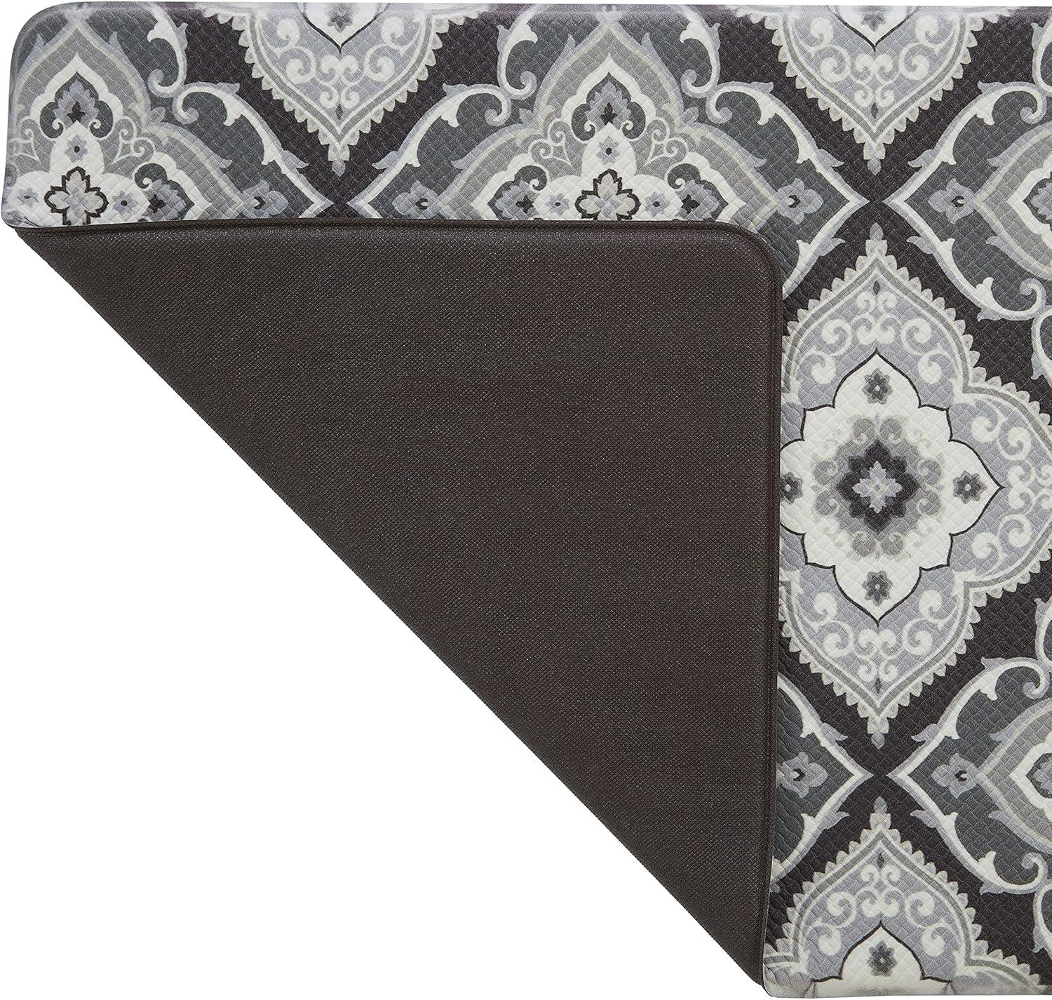 Gray Medallion Design Anti-Fatigue Kitchen Mat