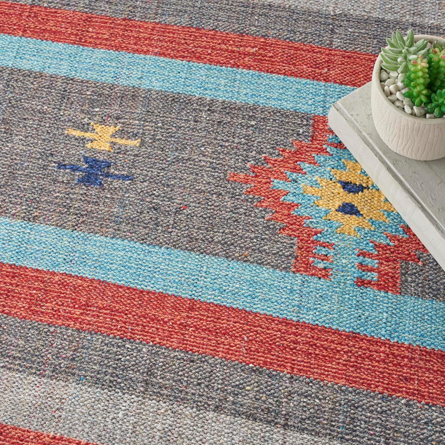 Nourison Baja Tribal Grey/Red 3'6" x 5'6" Area Rug, (4x6)