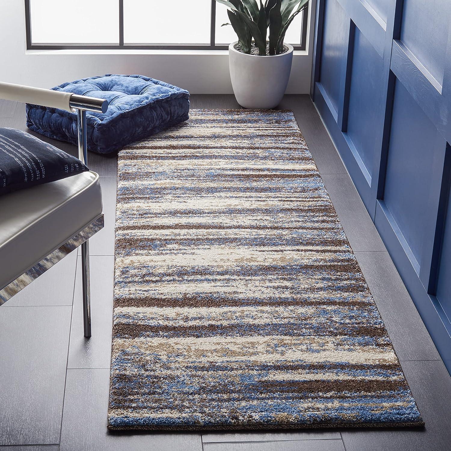 Retro RET2138 Power Loomed Indoor Runner Rug - Cream/Blue - 2'3"x13' - Safavieh.