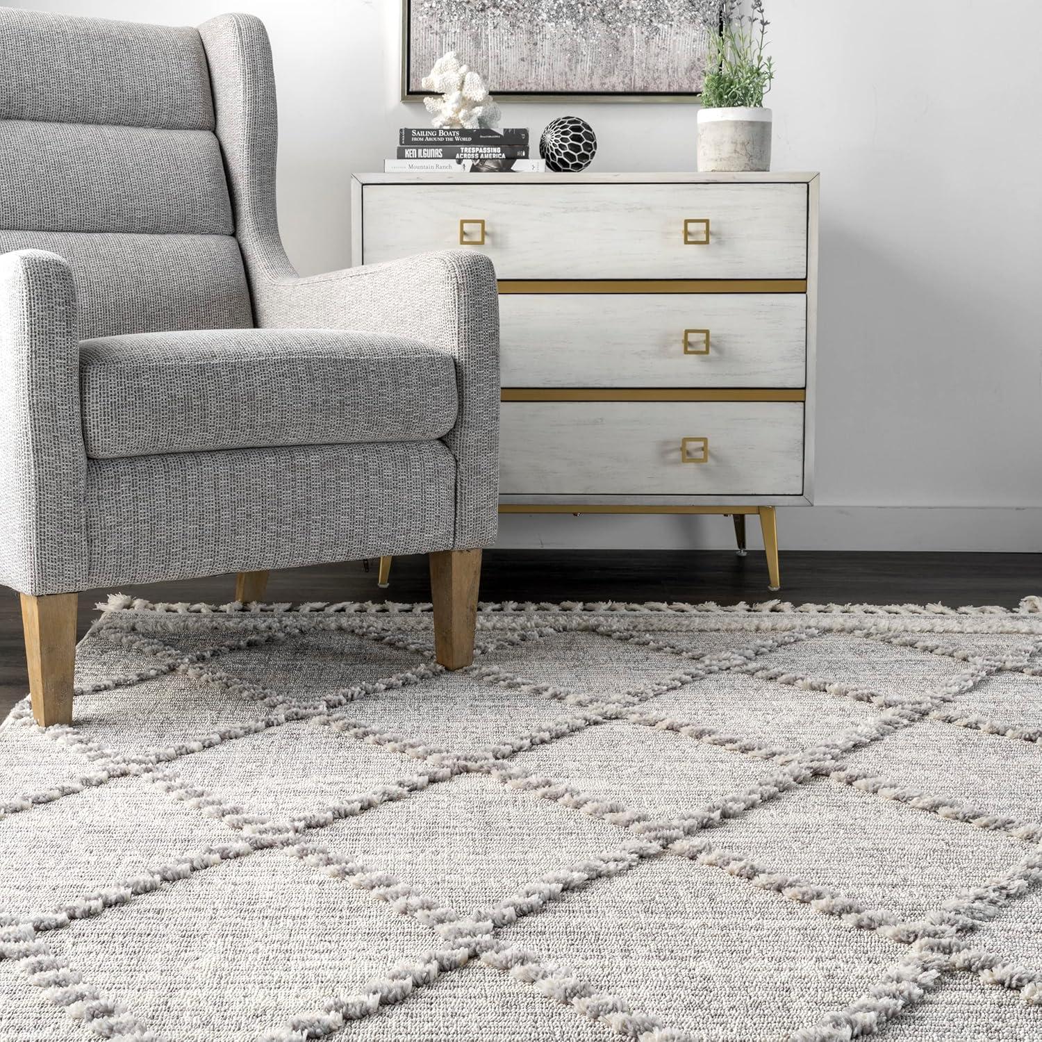 Nuloom Skylar Textured Trellis Tasseled Indoor Area Rug