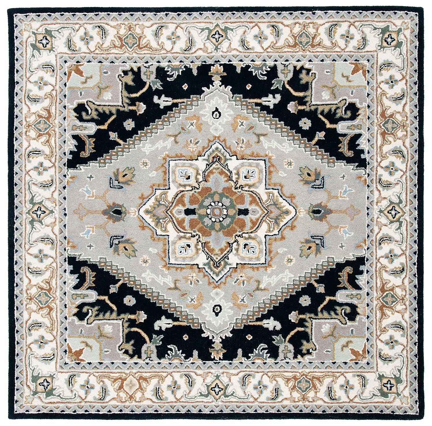 Heritage HG625 Handmade Area Rug - 8'x8' - Grey/Navy - Safavieh