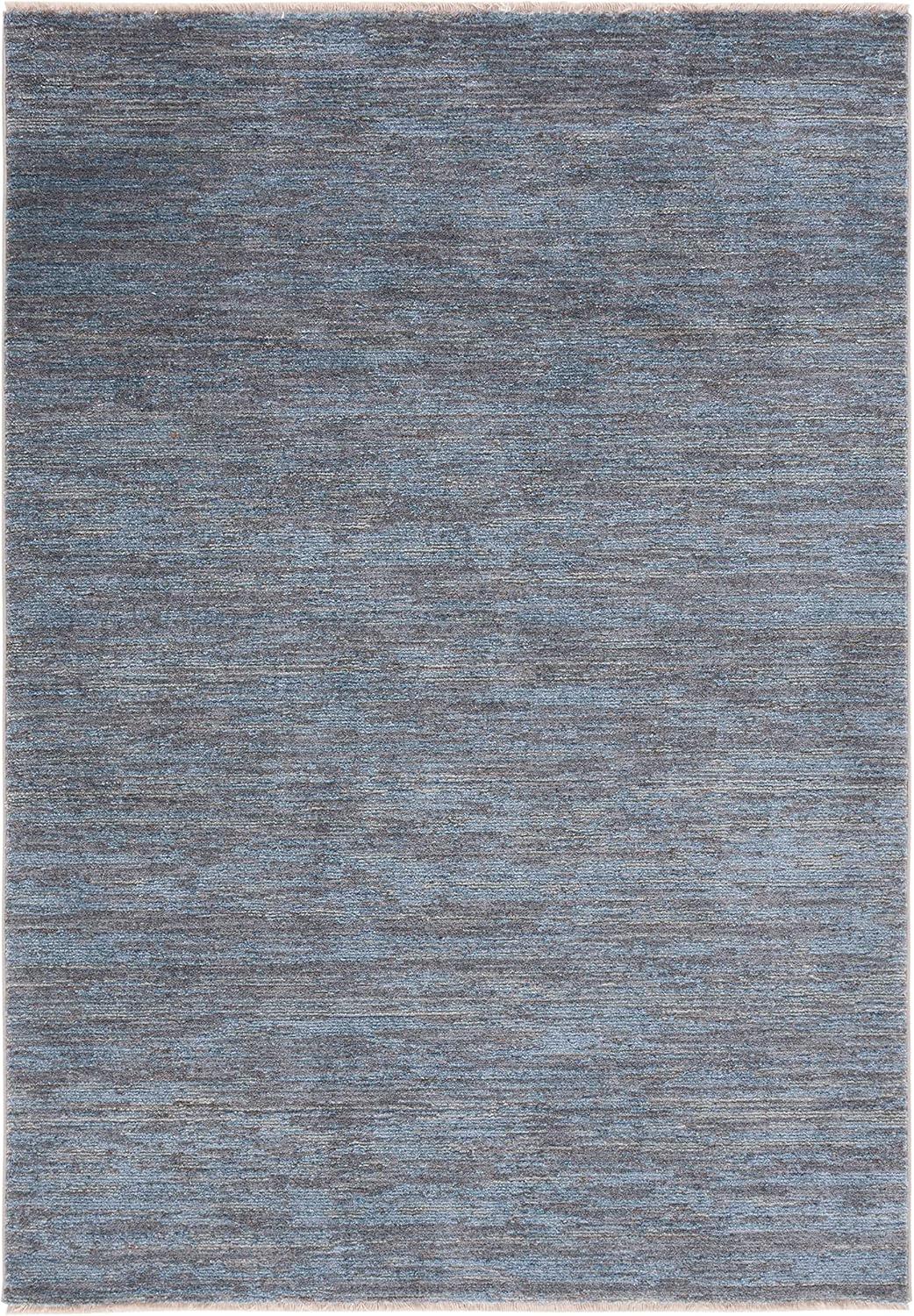 Lasa 8' x 10' Blue Solid Synthetic Stain-Resistant Area Rug