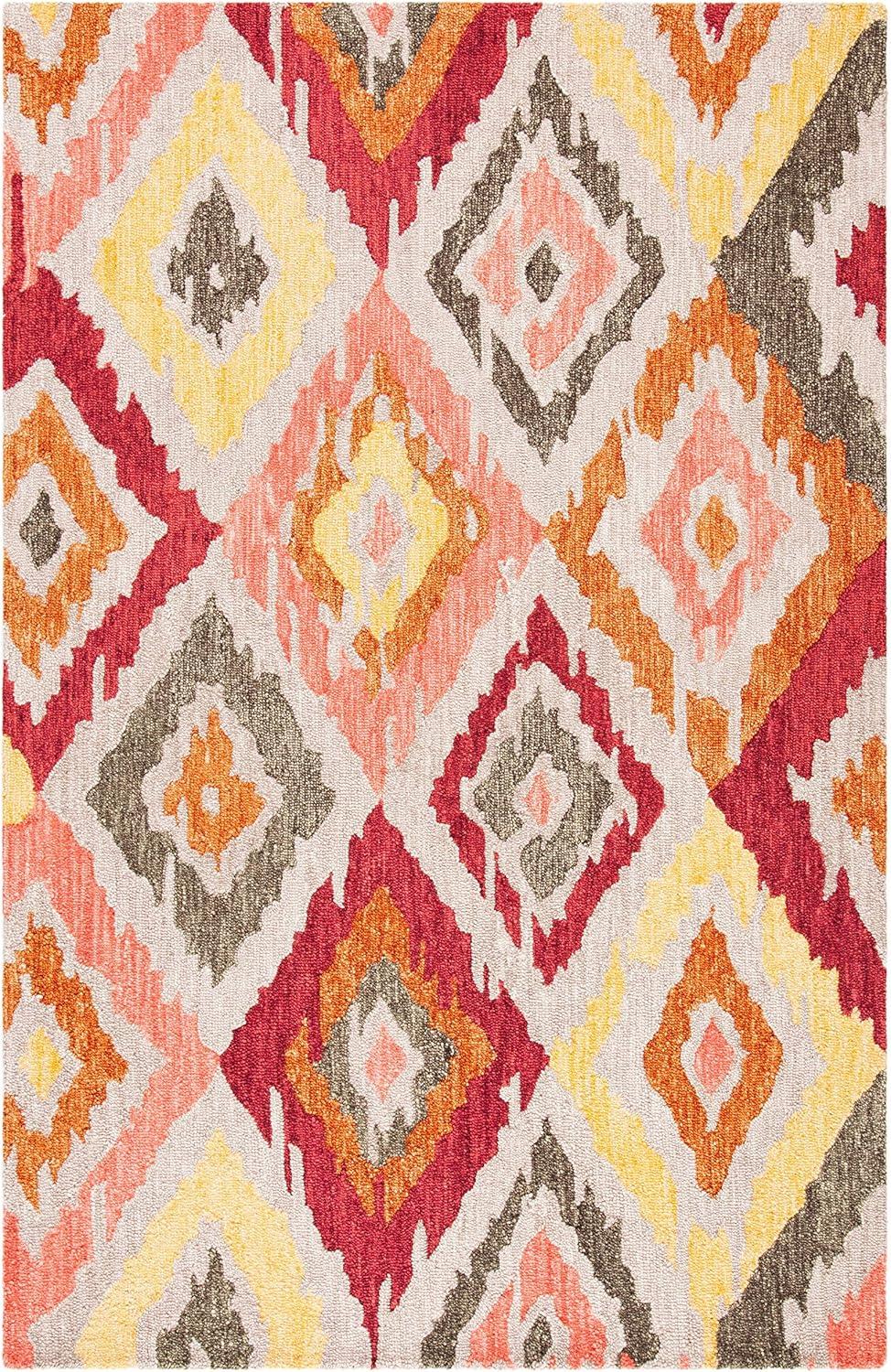Ikat IKT337 Hand Tufted Area Rug - Beige/Pink - 5'x8' - Safavieh.