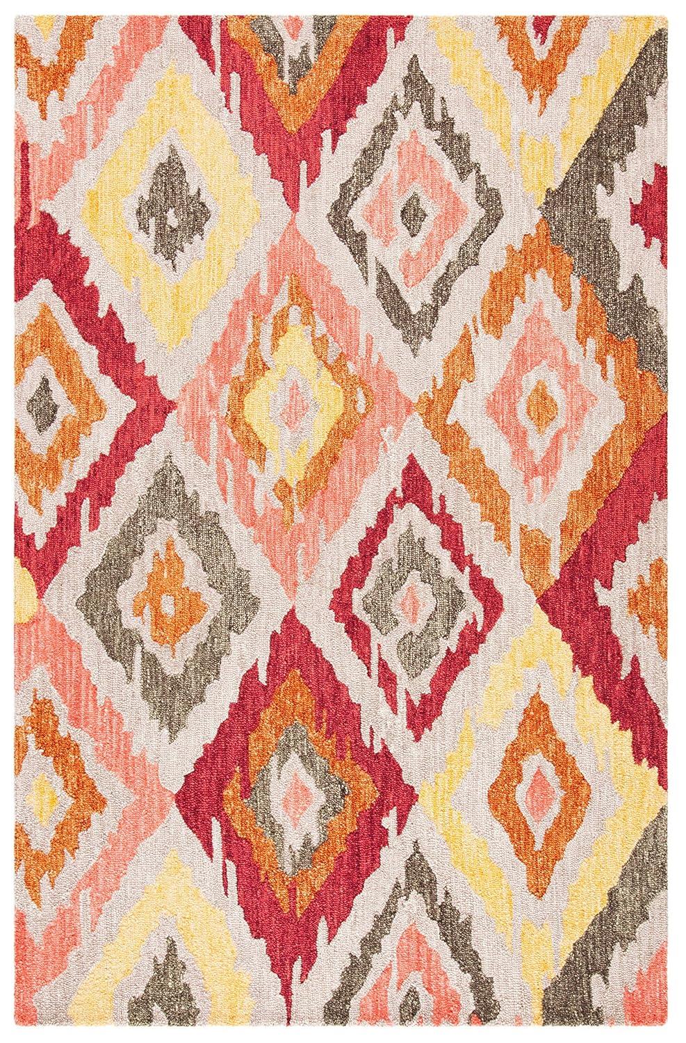 Ikat IKT337 Hand Tufted Area Rug - Beige/Pink - 5'x8' - Safavieh.