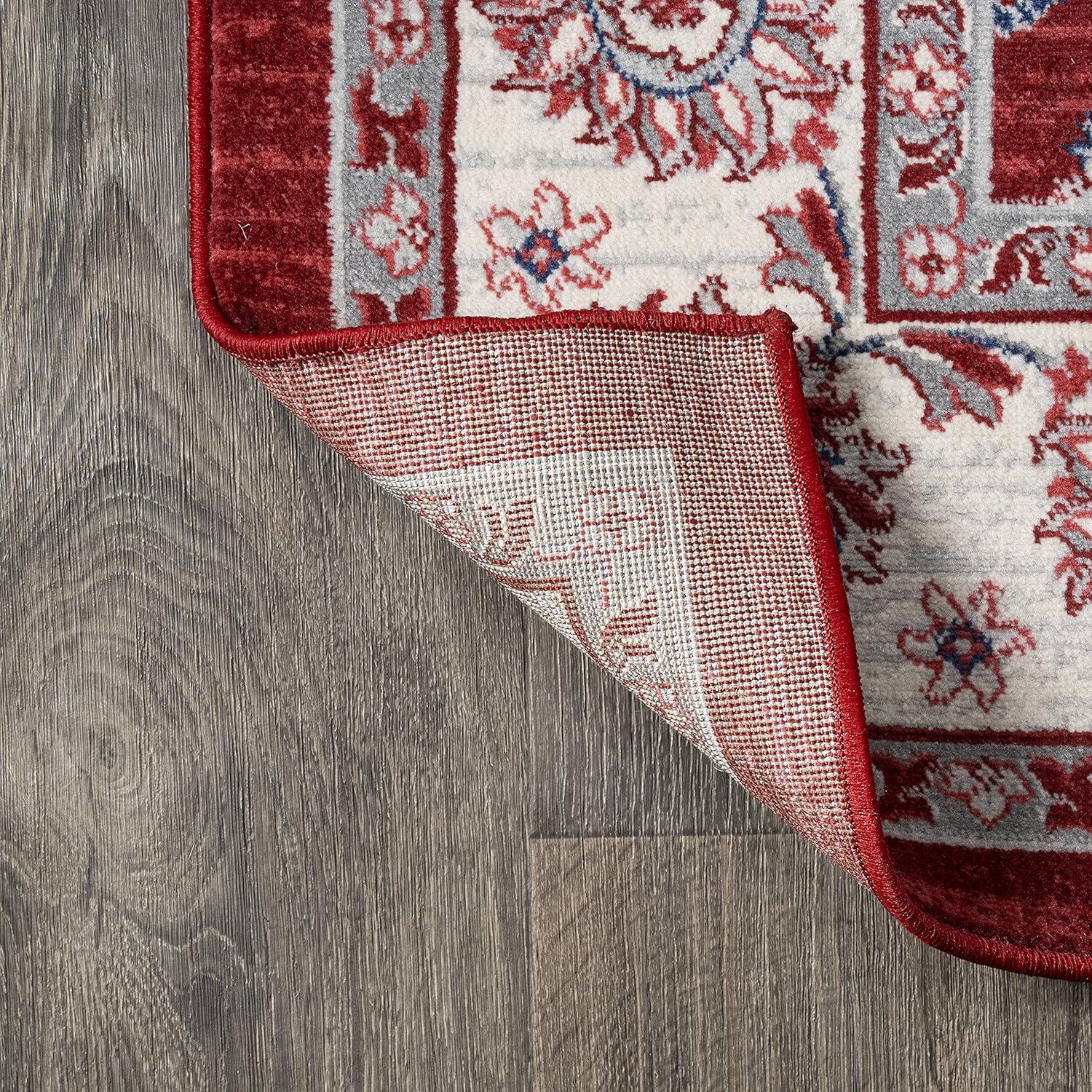 6' x 6' Modern Persian Vintage Moroccan Traditional Area Rug, Red/Ivory - JONATHAN Y