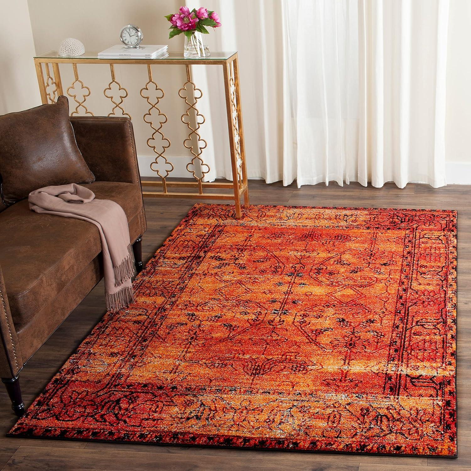 Vintage Hamadan VTH216 Power Loomed Accent Rug - Orange - 3'x3' - Safavieh.