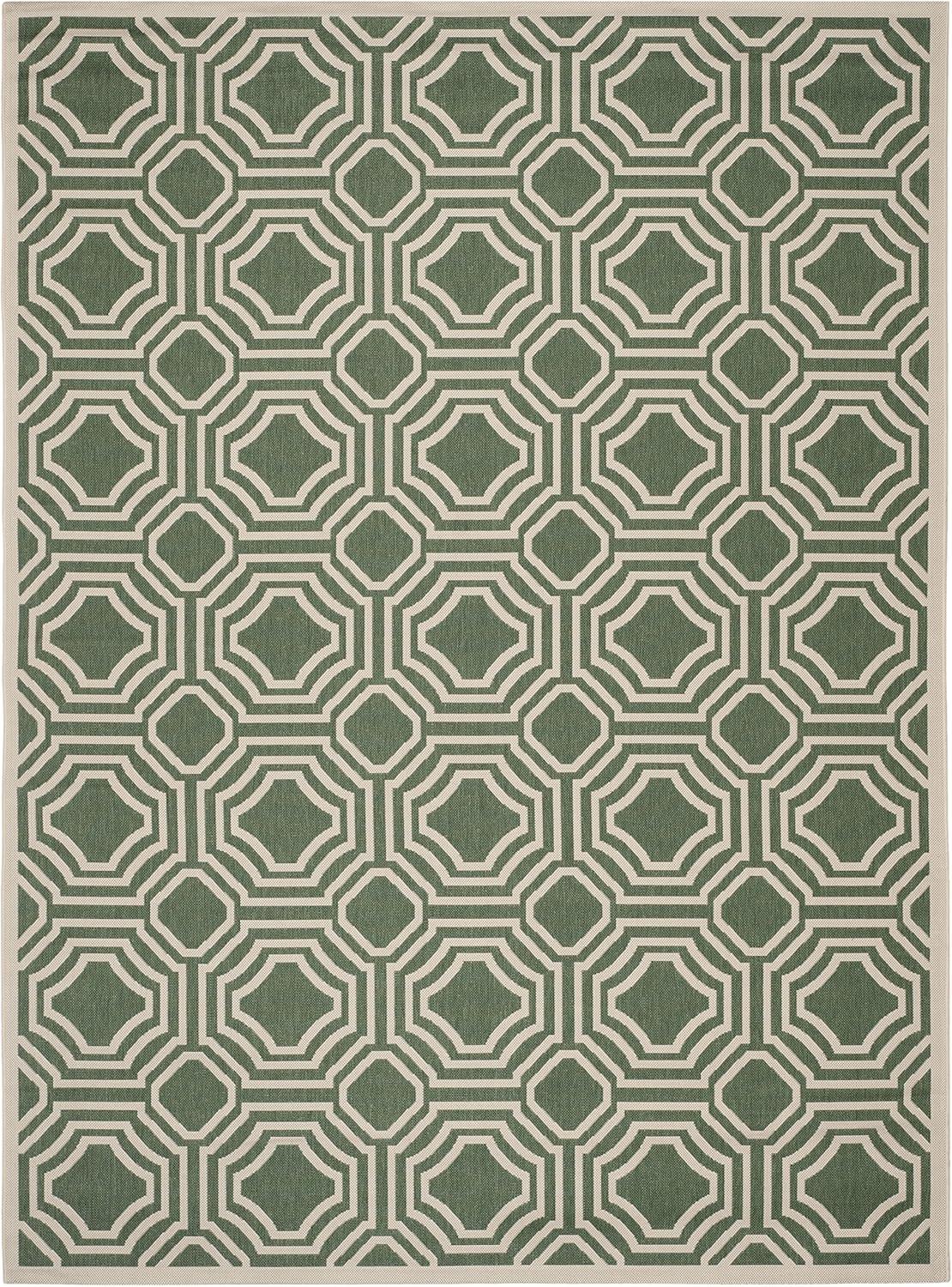 Arneshia Geometric Green/Beige Indoor/Outdoor Area Rug