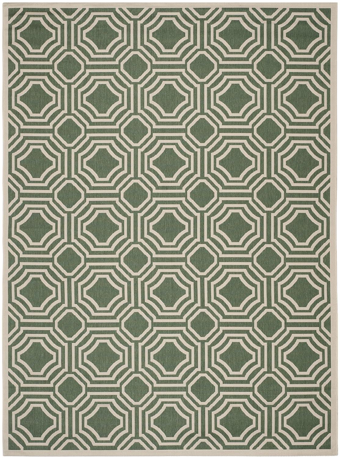 Courtyard CY6112 Power Loomed Indoor and Outdoor Area Rug - Dark Green/Beige - 9'x12' - Safavieh