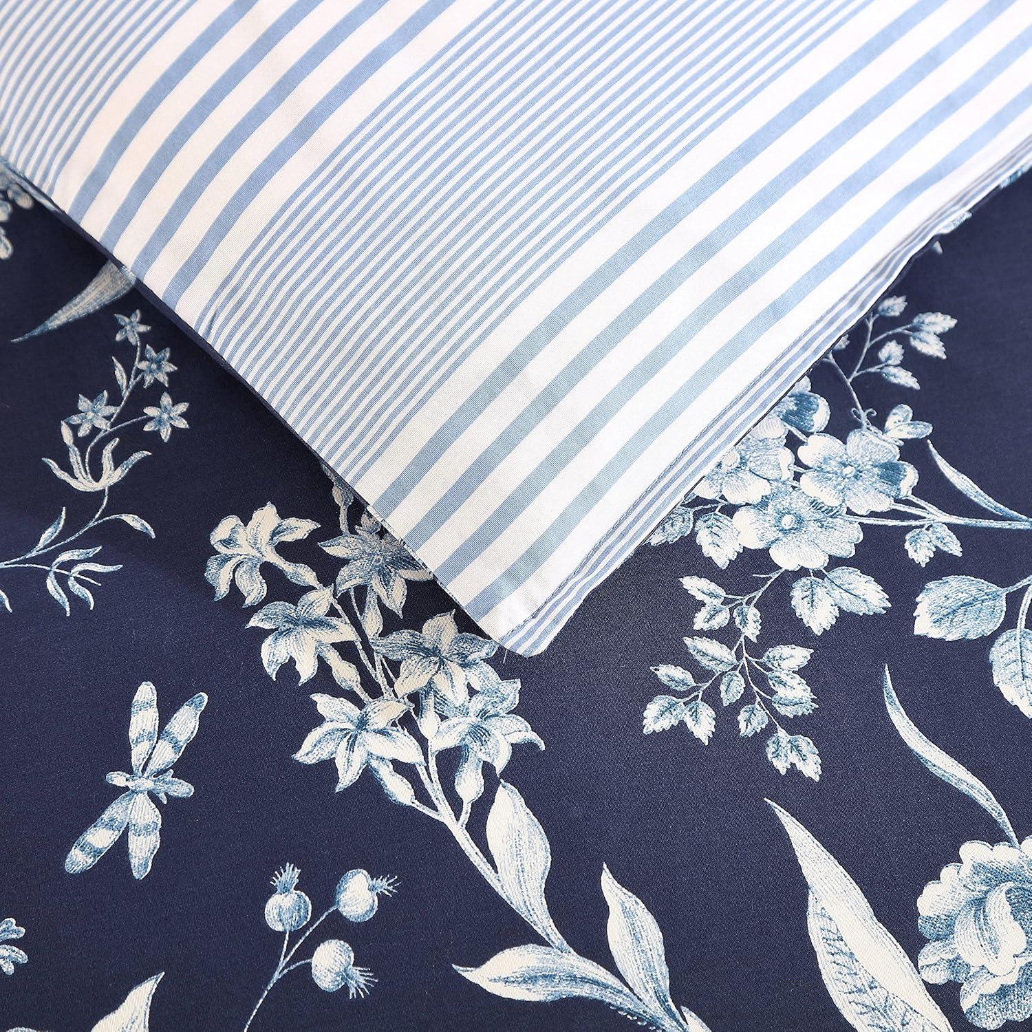 Laura Ashley Laura Ashley Cotton Branch Toile Blue Cotton Comforter Bonus Set