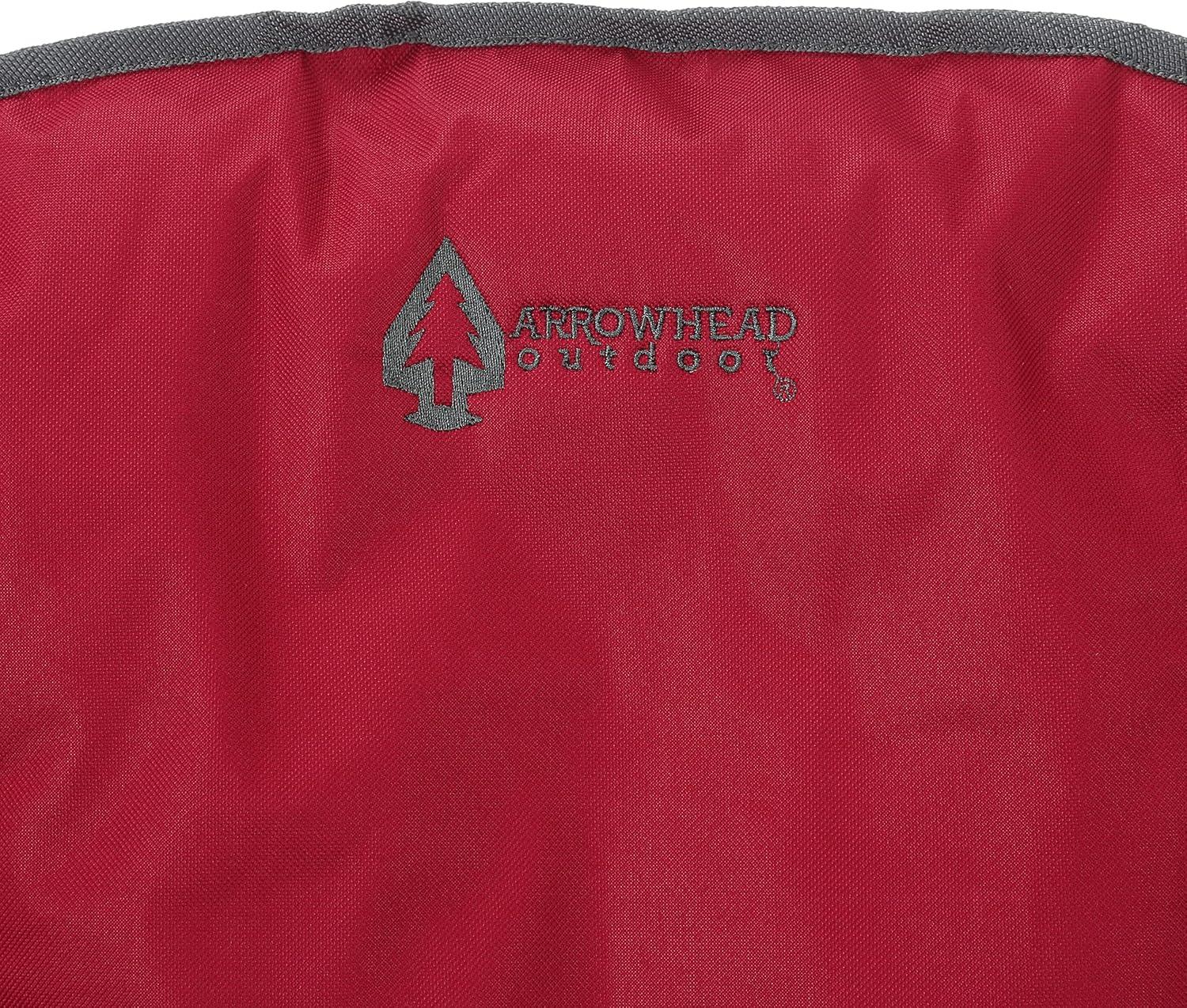 ARROWHEAD OUTDOOR Oversized Heavy-Duty Club Folding Camping Chair w/ External Pocket, Cup Holder, Portable, Padded, Moon, Round, Saucer, Supports 330lbs, Carrying Bag, USA-Based Support (Burgundy Red)