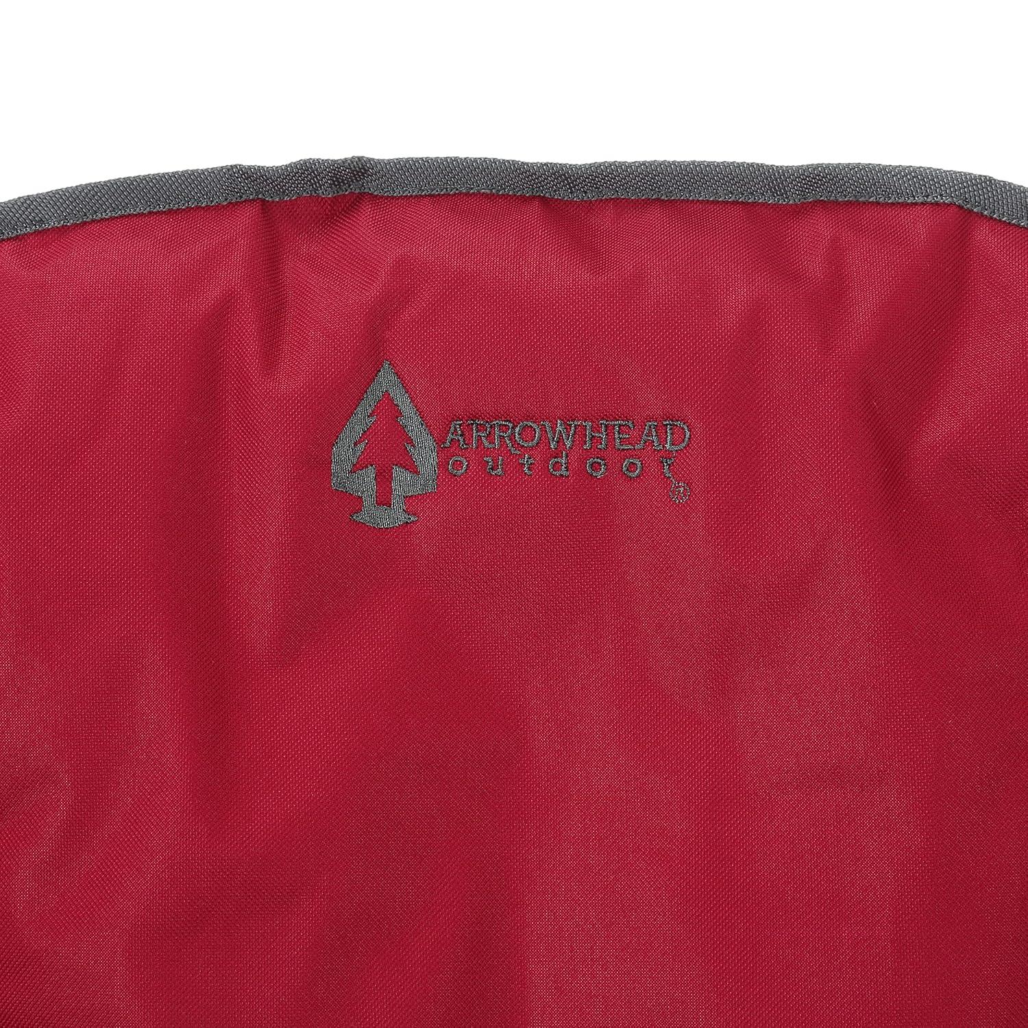 ARROWHEAD OUTDOOR Oversized Heavy-Duty Club Folding Camping Chair w/ External Pocket, Cup Holder, Portable, Padded, Moon, Round, Saucer, Supports 330lbs, Carrying Bag, USA-Based Support (Burgundy Red)