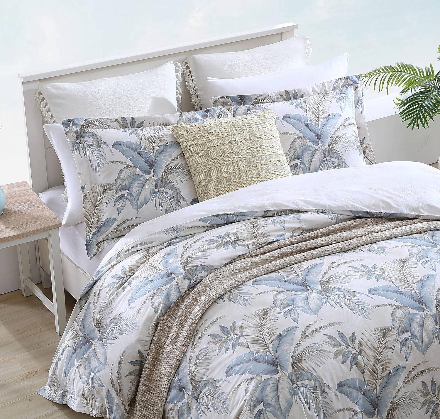 Tommy Bahama Bakers Bluff Blue Cotton Reversible Duvet Cover Set