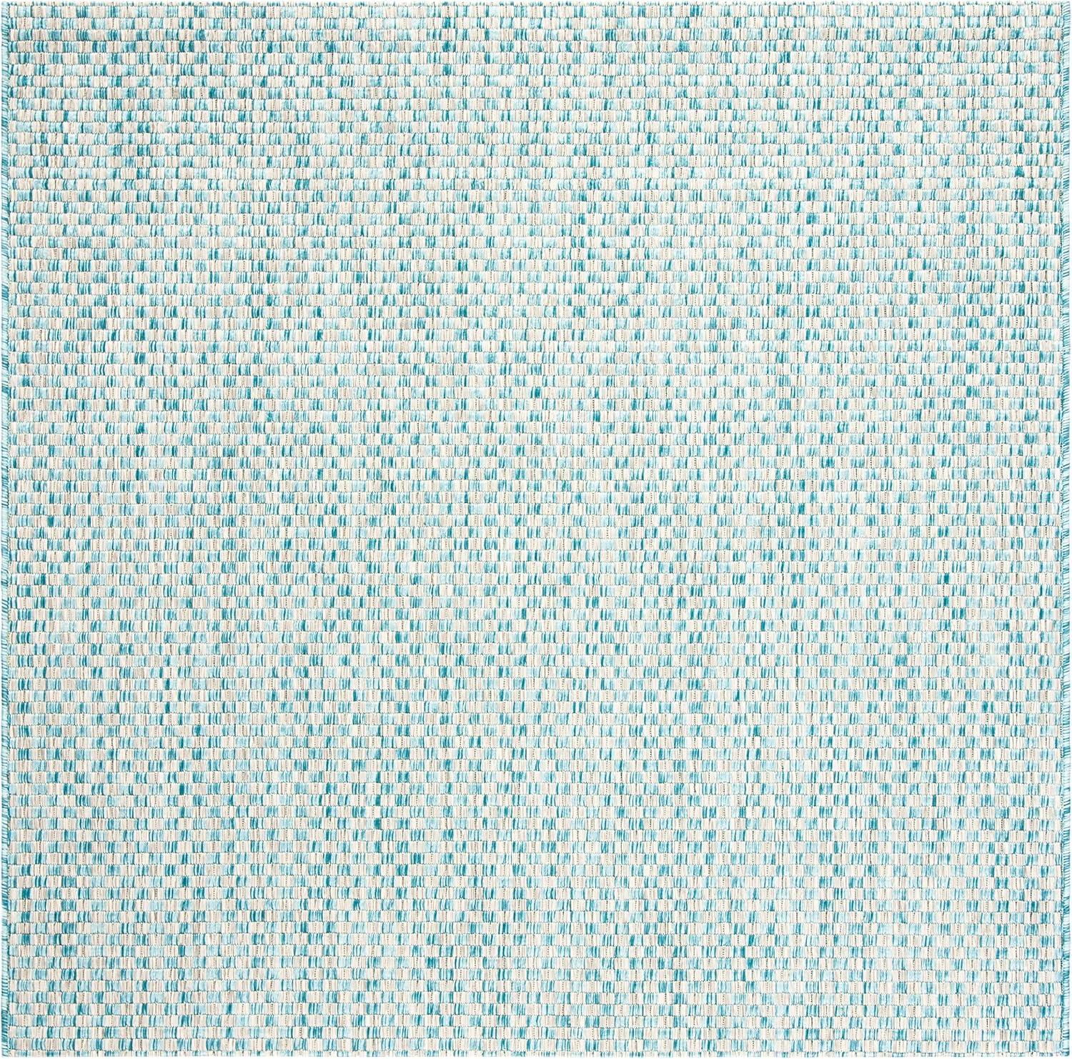 Courtyard CY8653 Power Loomed Indoor and Outdoor Area Rug - Light Blue/Light Grey - 4'x4' - Safavieh