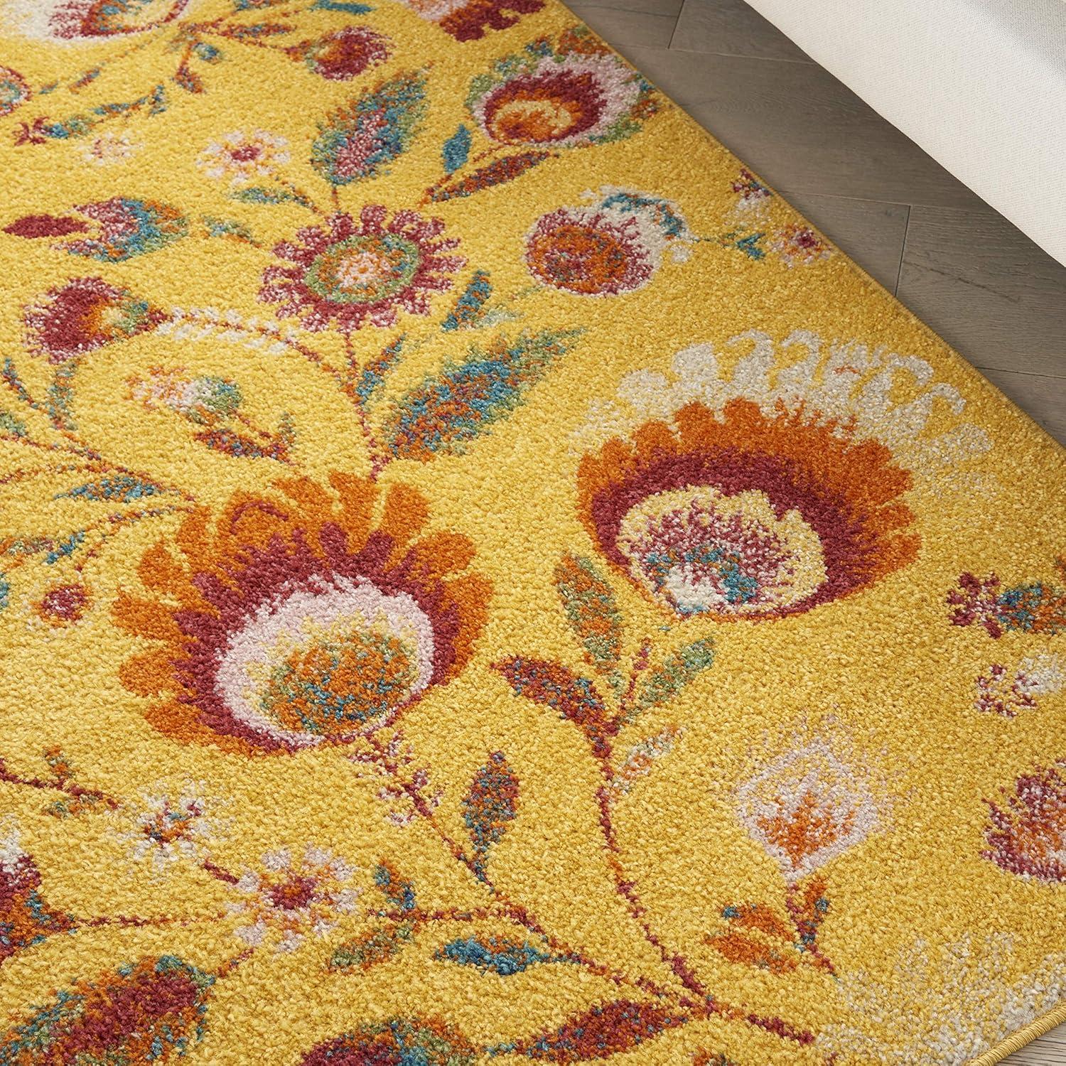 Nourison Allur Blooming Floral Indoor Area Rug Yellow Multicolor 5'3" x 7'3"