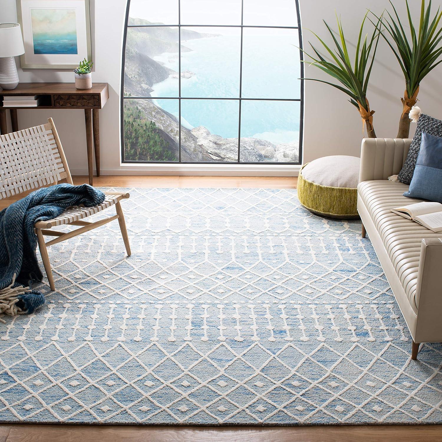 Blossom BLM115 Hand Tufted Area Rug - Blue/Ivory - 8'x10' - Safavieh.