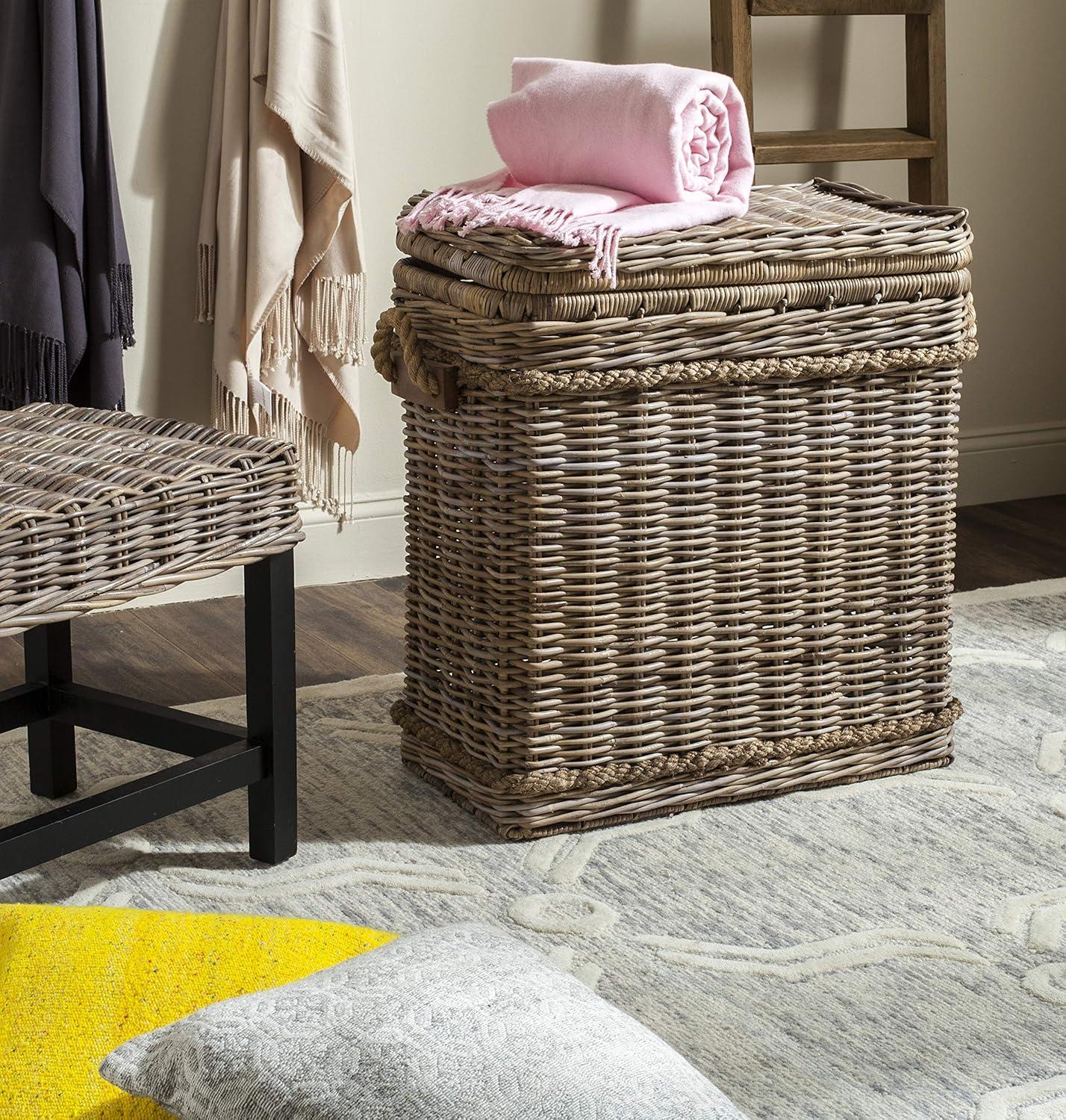 Sidonie Gray Rattan Wicker Storage Hamper with Handles