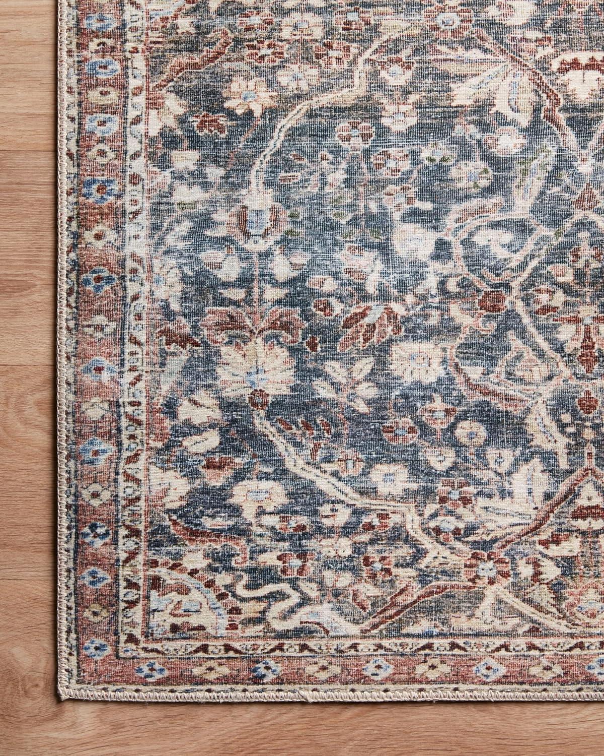 Vintage Denim Spice 30" x 114" Easy-Care Polyester Area Rug