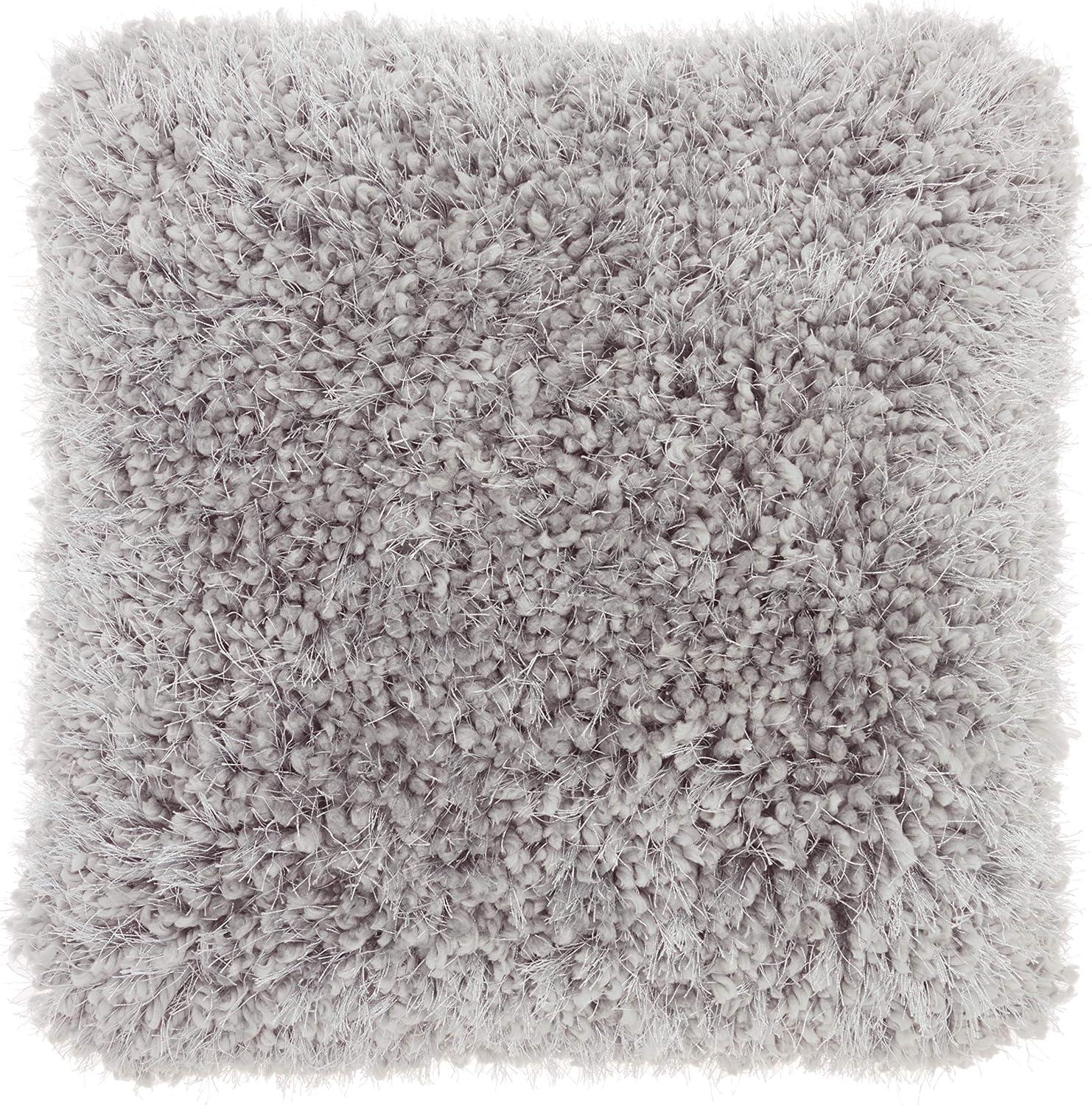 Nourison Shag Light Grey Decorative Throw Pillow , 18" x 18"