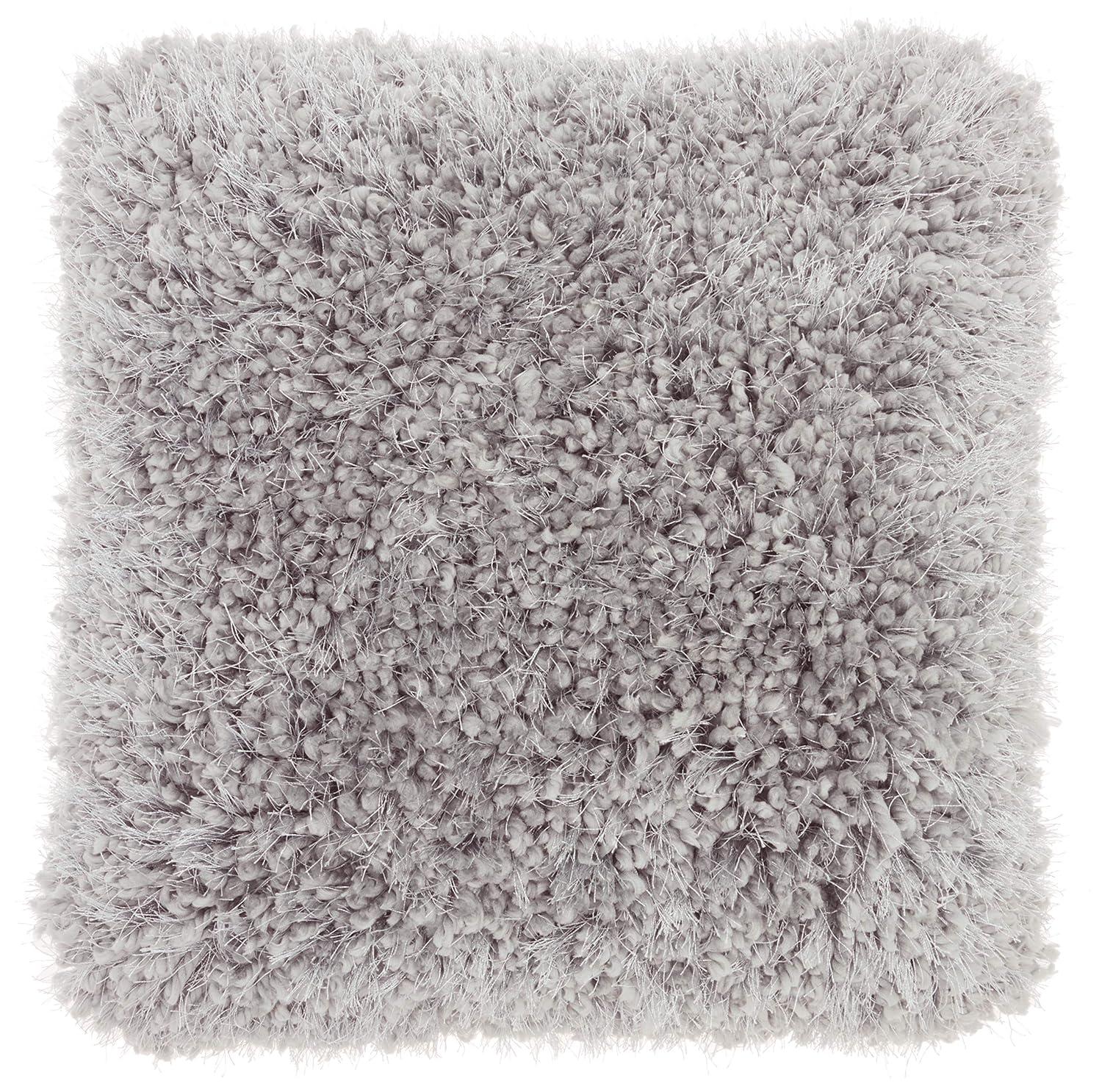 Nourison Shag Light Grey Decorative Throw Pillow , 18" x 18"