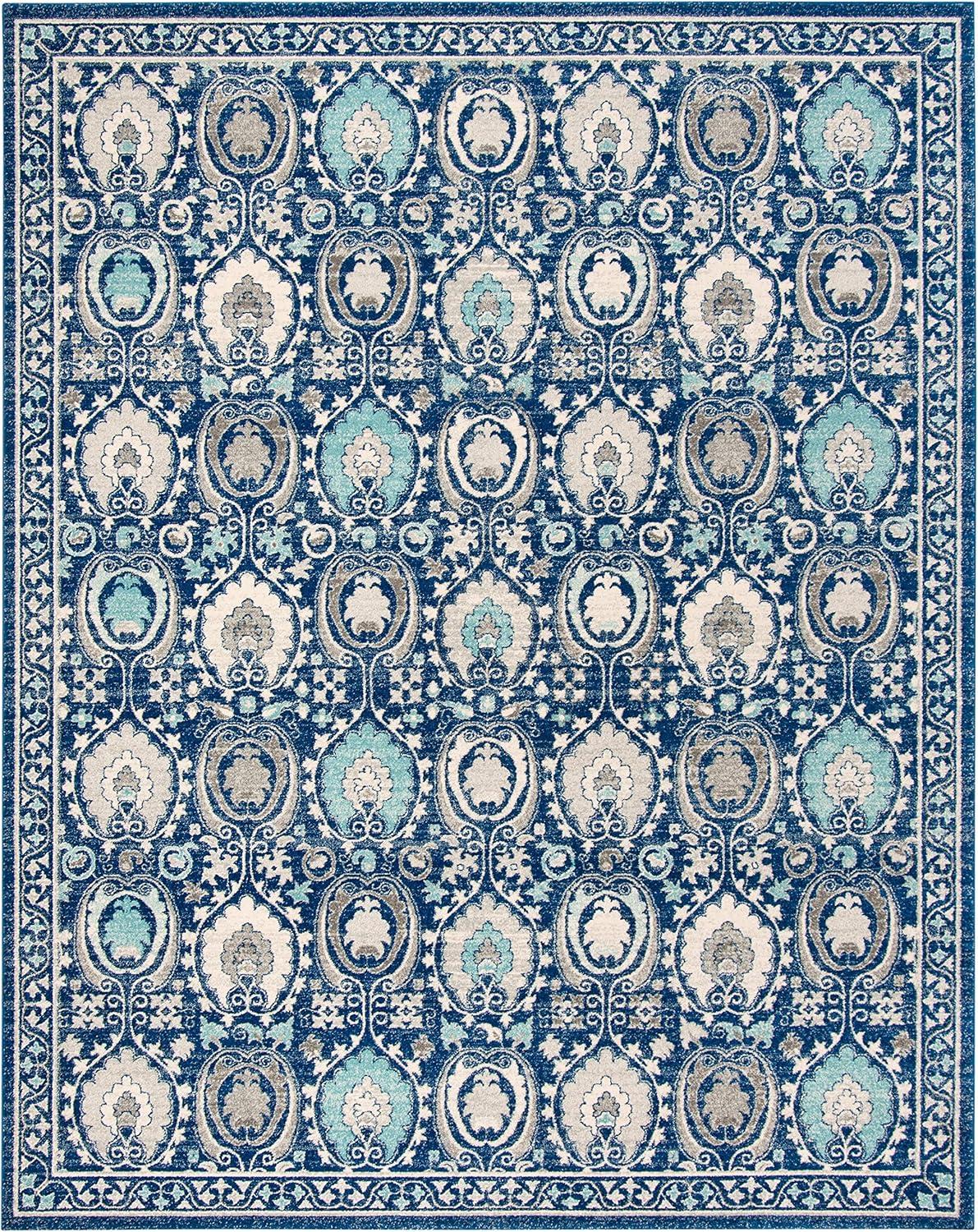 SAFAVIEH Evoke Milica Floral Bordered Area Rug, Blue/Ivory, 9' x 12'