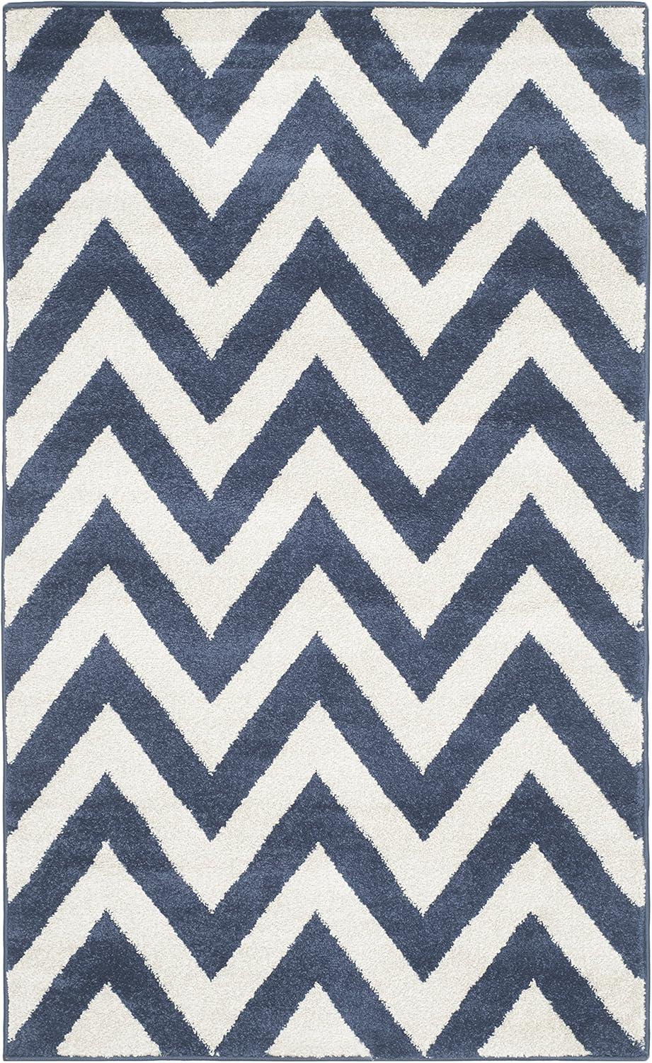 Navy & Beige Hand-Knotted Reversible Cotton Area Rug 4' x 6'