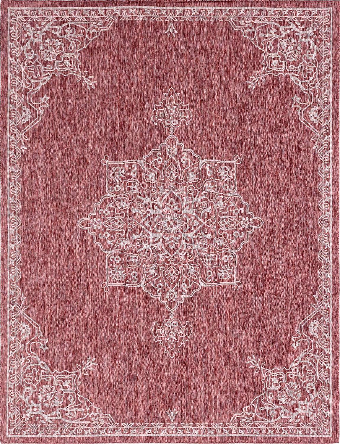 Rust Red Antique Outdoor 9 ft. x 12 ft. Area Rug