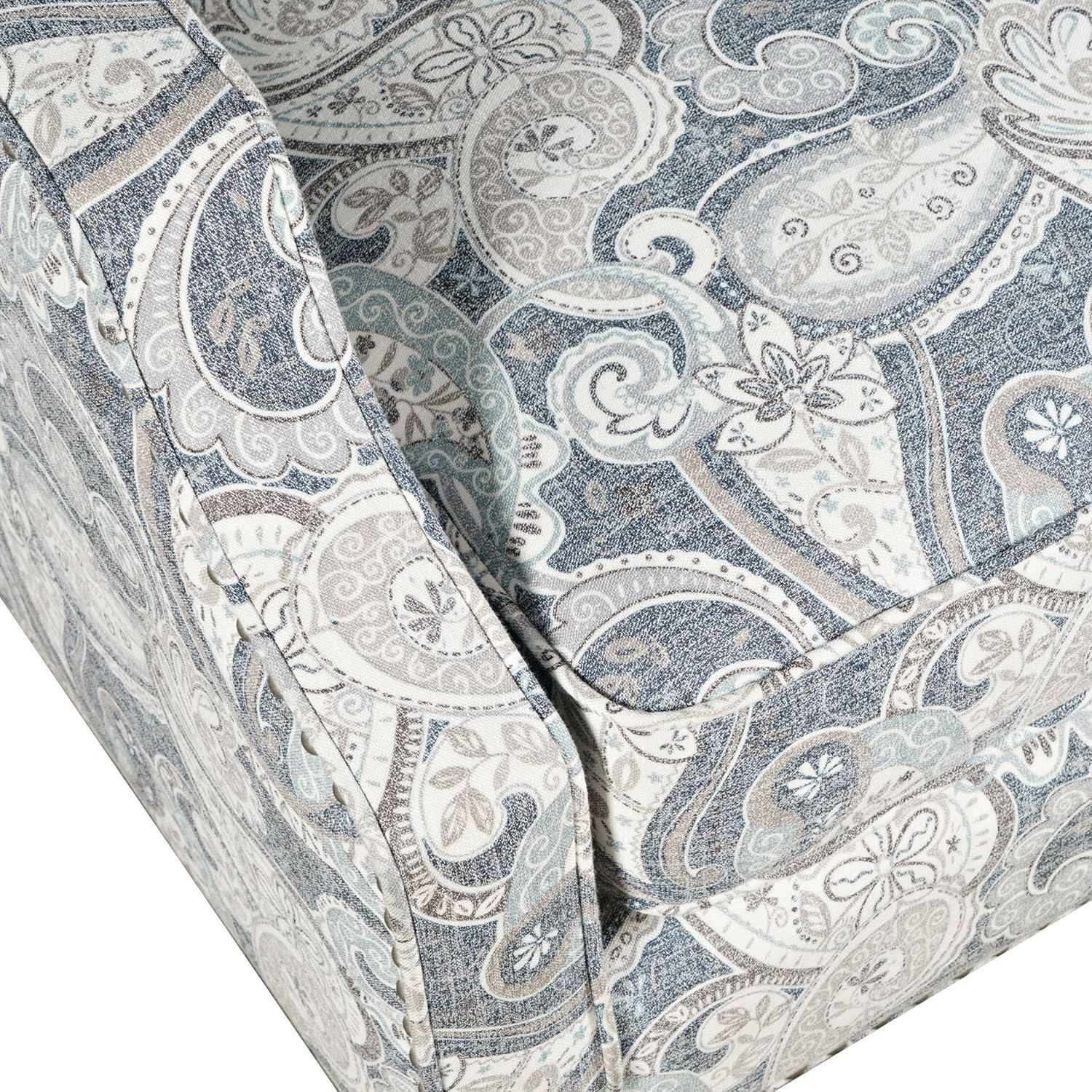 Jofran Westbrook Paisley Fabric Transitional Upholstered Accent Chair with Nailhead Trim