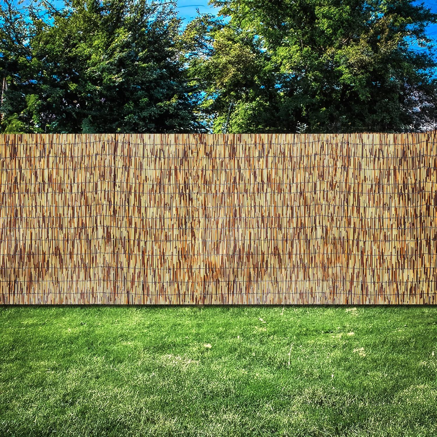 16.4 ft x 4 ft Bamboo Reed Privacy Screen Fence For Patio or Balcony (Brown)