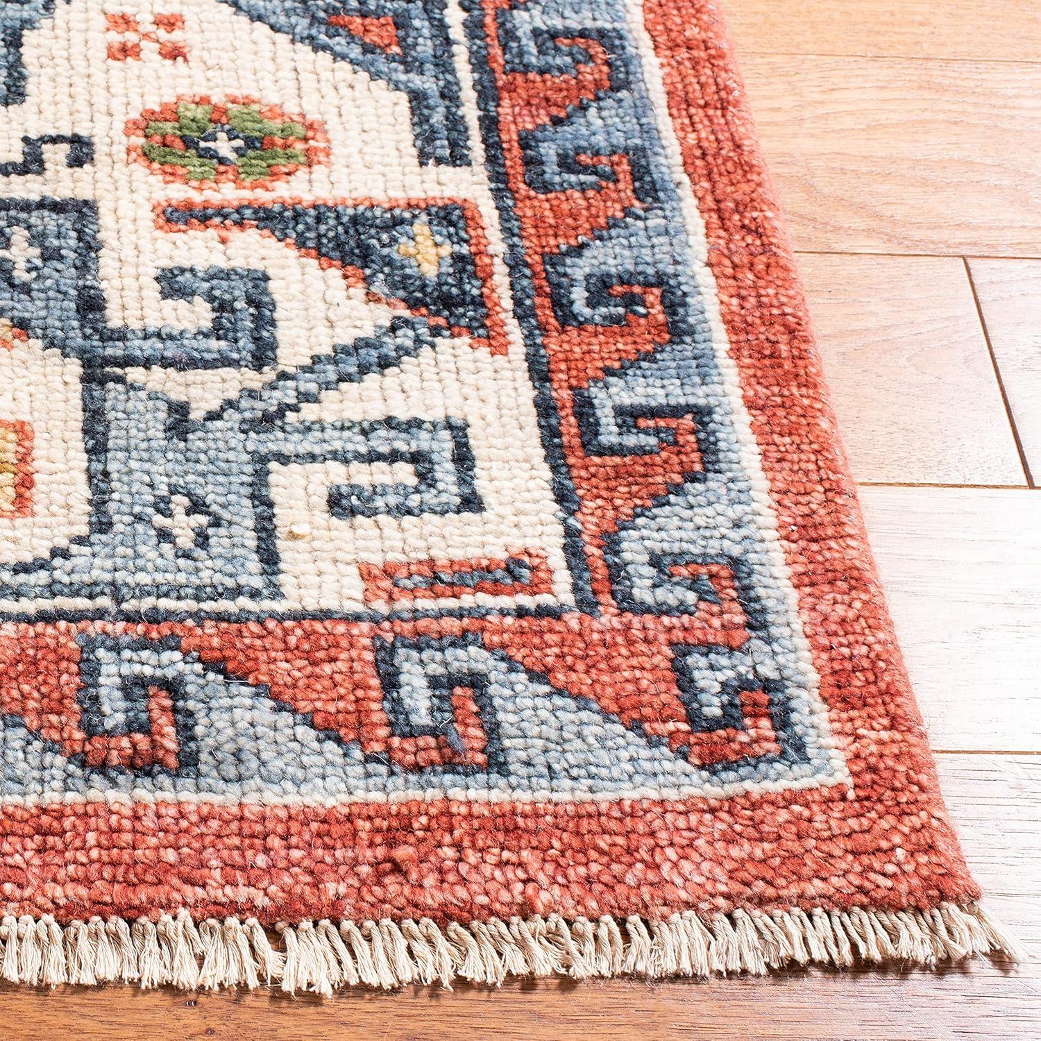 Samarkand Red/Beige 9' x 12' Hand-Knotted Traditional Wool Area Rug