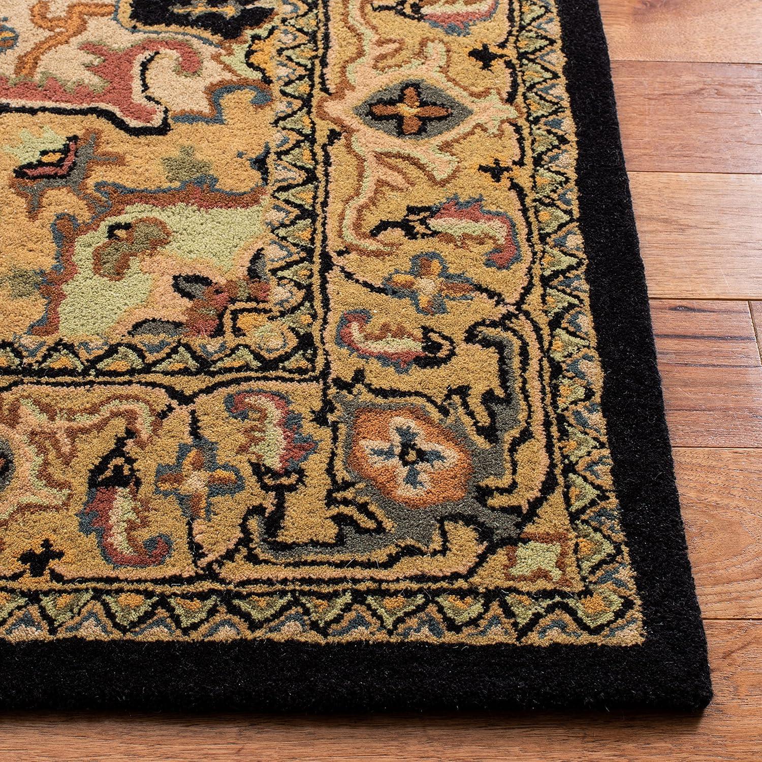 Luxurious Black & Gold Hand-Tufted Wool Accent Rug - 2' x 3'