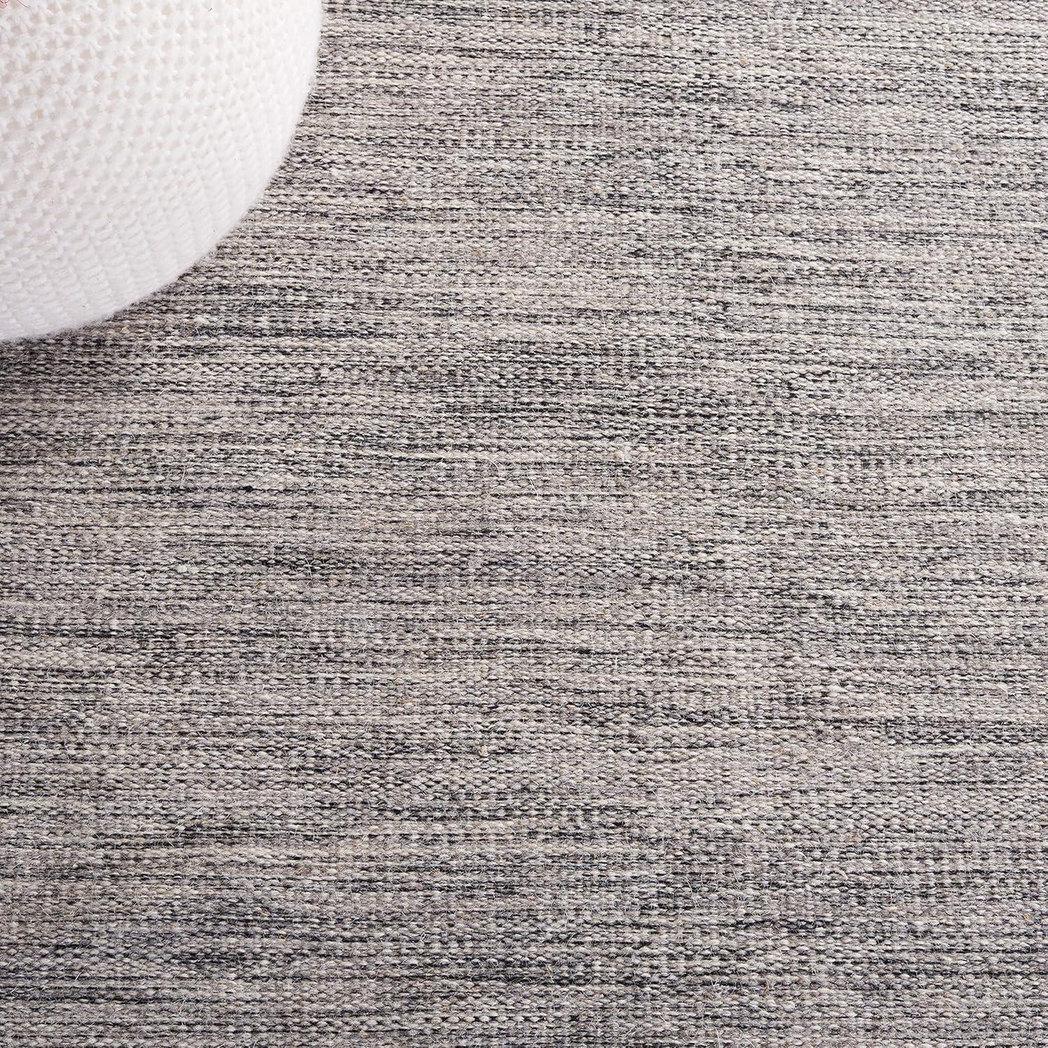 Dhurries DHU801 Hand Loomed Area Rug - Dark Grey/Beige - 5'x8' - Safavieh.