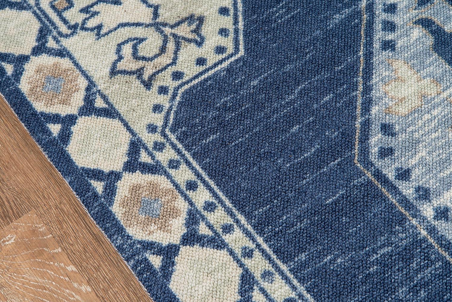 Momeni Anatolia Thoma Medallion Machine Loomed Area Rug Navy Blue