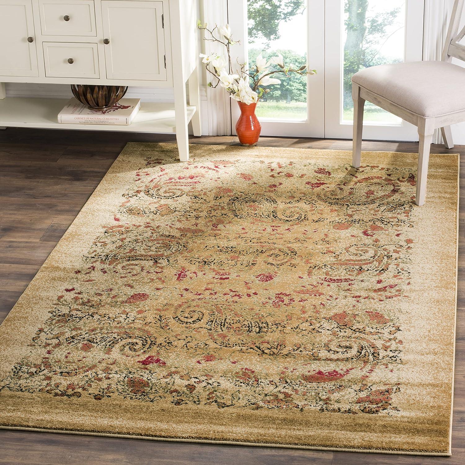 Lyndhurst LNH224 Power Loomed Area Rug - Beige/Multi - 6'x6' - Safavieh