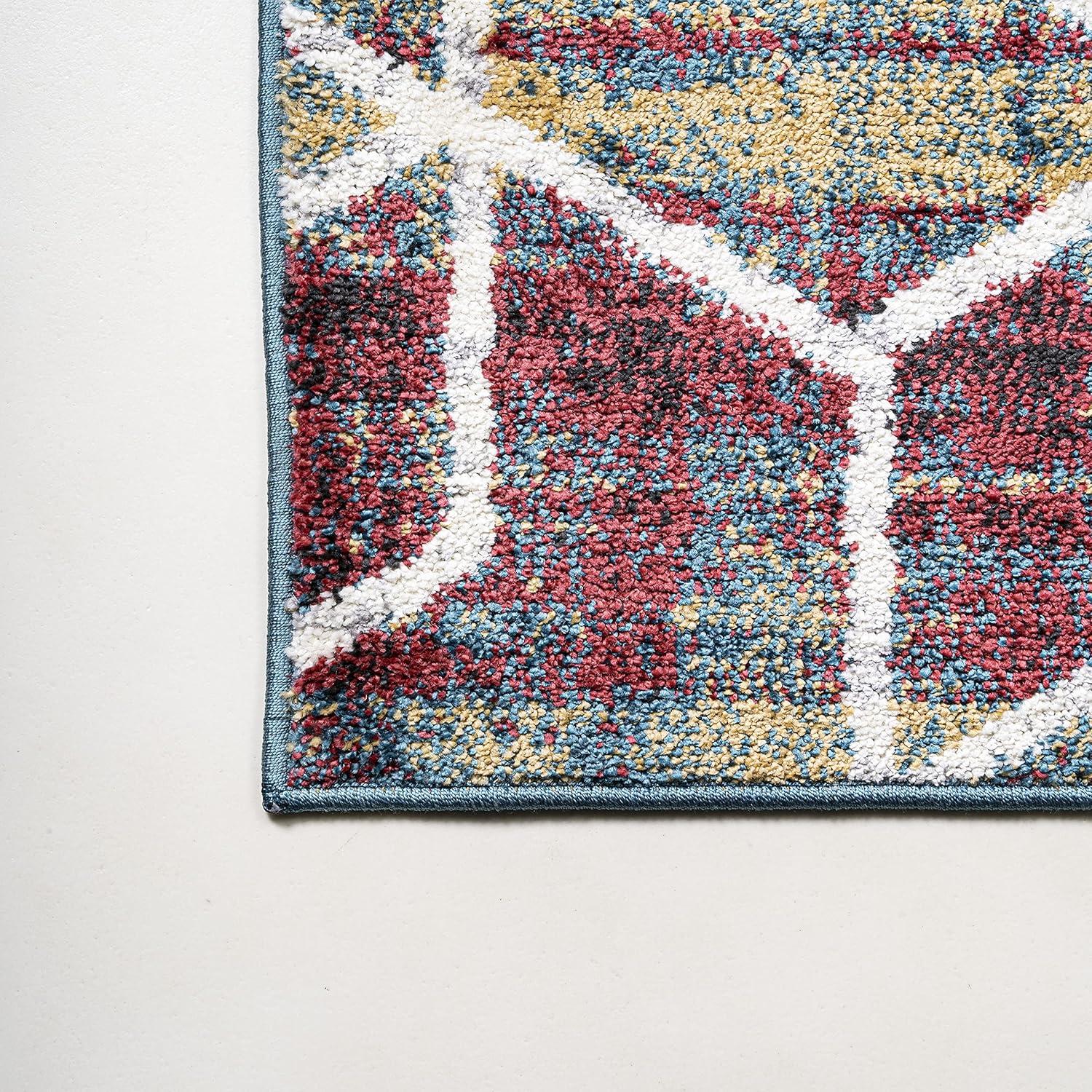4'x6' Tumbling Blocks Modern Geometric Area Rug, Multi/White - JONATHAN Y