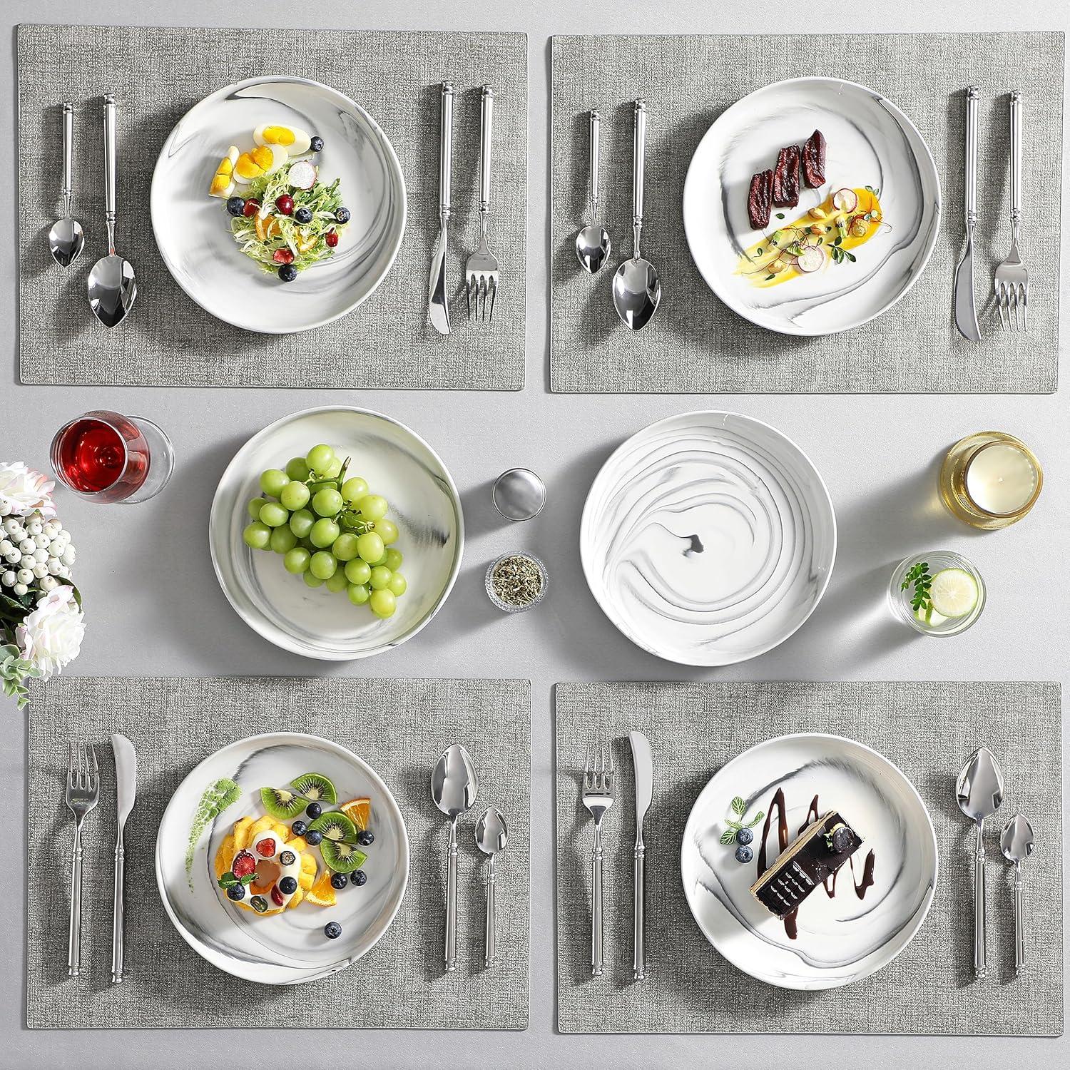 Marble Grey 10.5'' Porcelain Dinner Plates, Set of 6