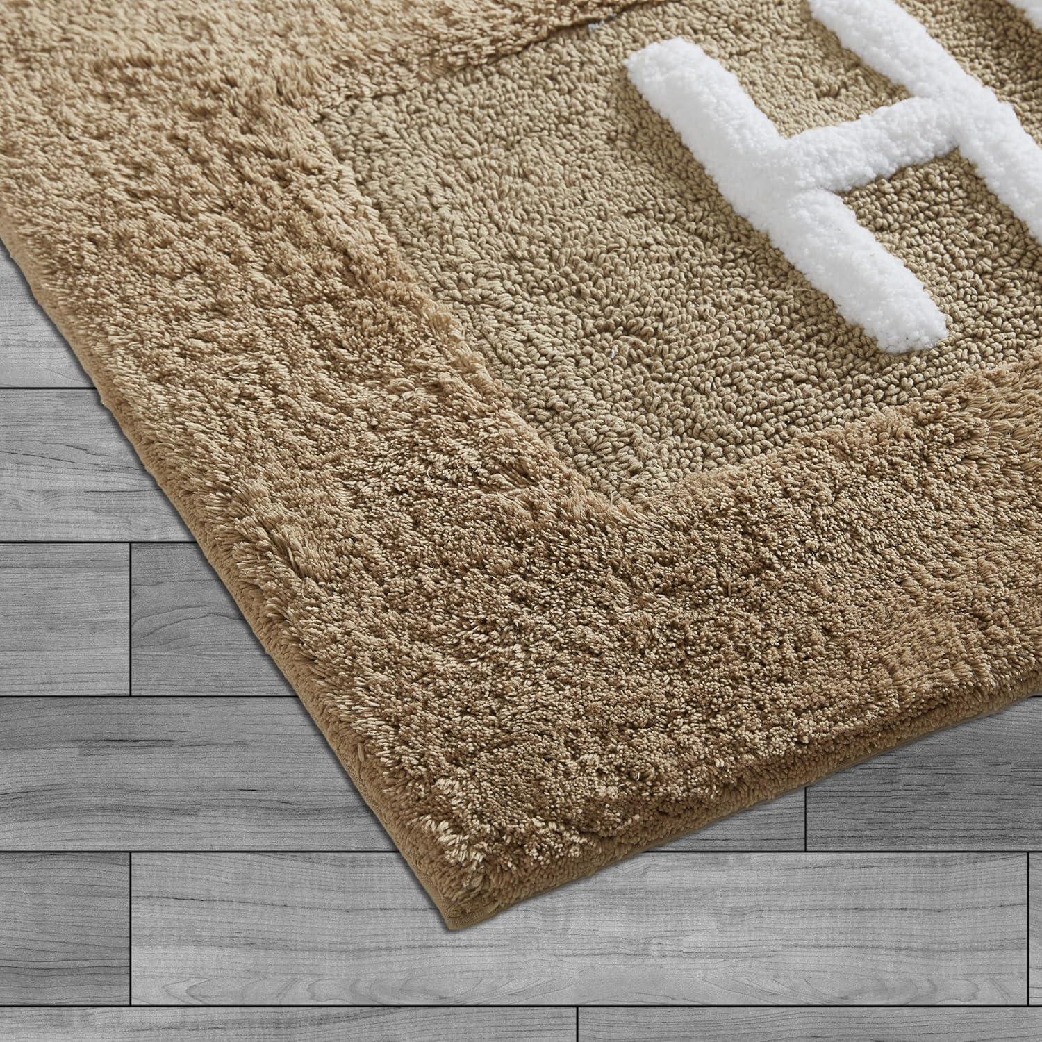 Beige Cotton His and Hers Bath Rug Set