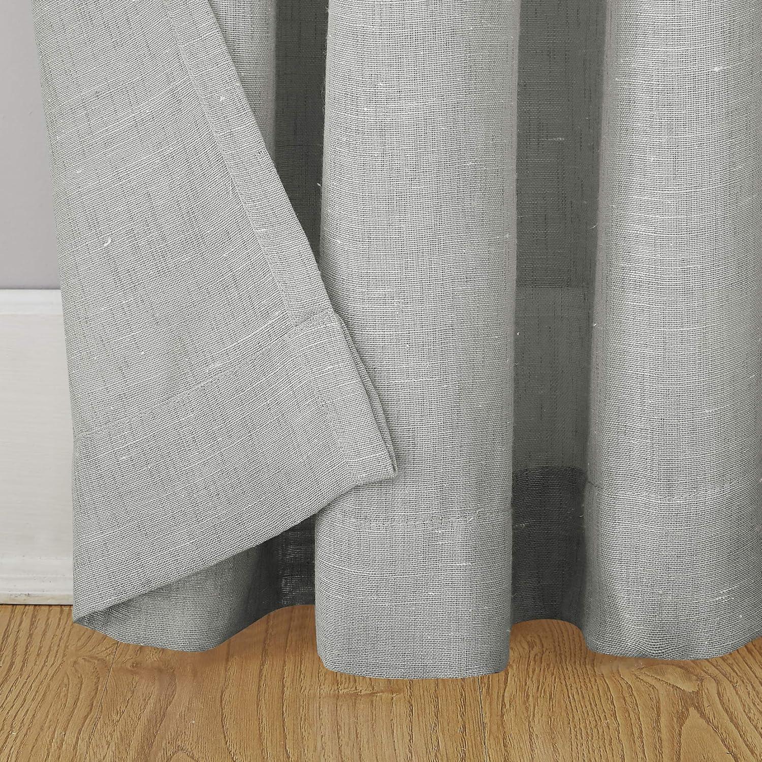 63"x52" Slub Textured Linen Blend Grommet Top Curtain Gray - Archaeo: Light Filtering Panel, Modern Indoor Decor