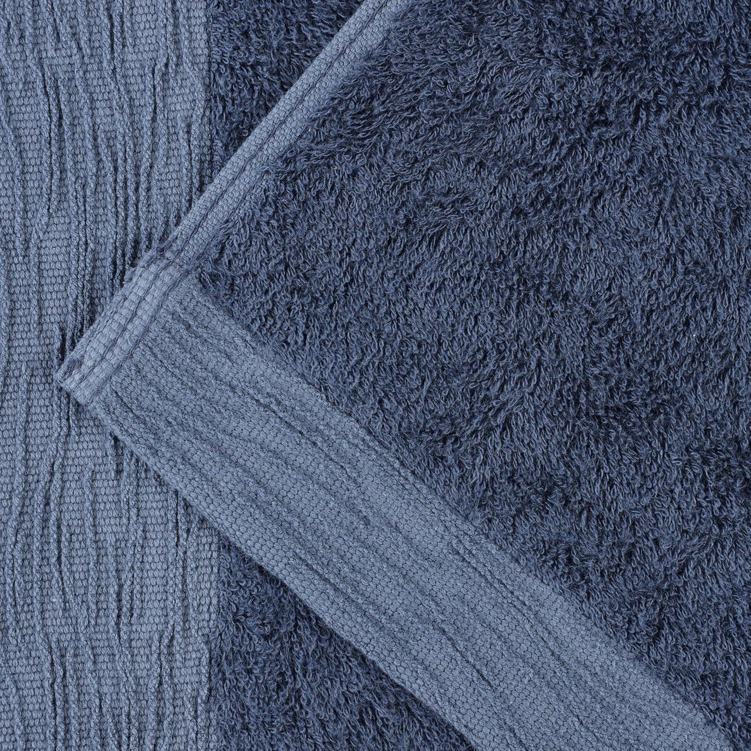 Superior Rayon from Bamboo Blend 12-Piece Towel Set, Luxury Quick Dry, Bathroom Essentials, Shower, Spa, Plush Soft Absorbent Towels, Includes 4 Bath, 4 Hand, 4 Washcloth/Face Towels, Navy Blue