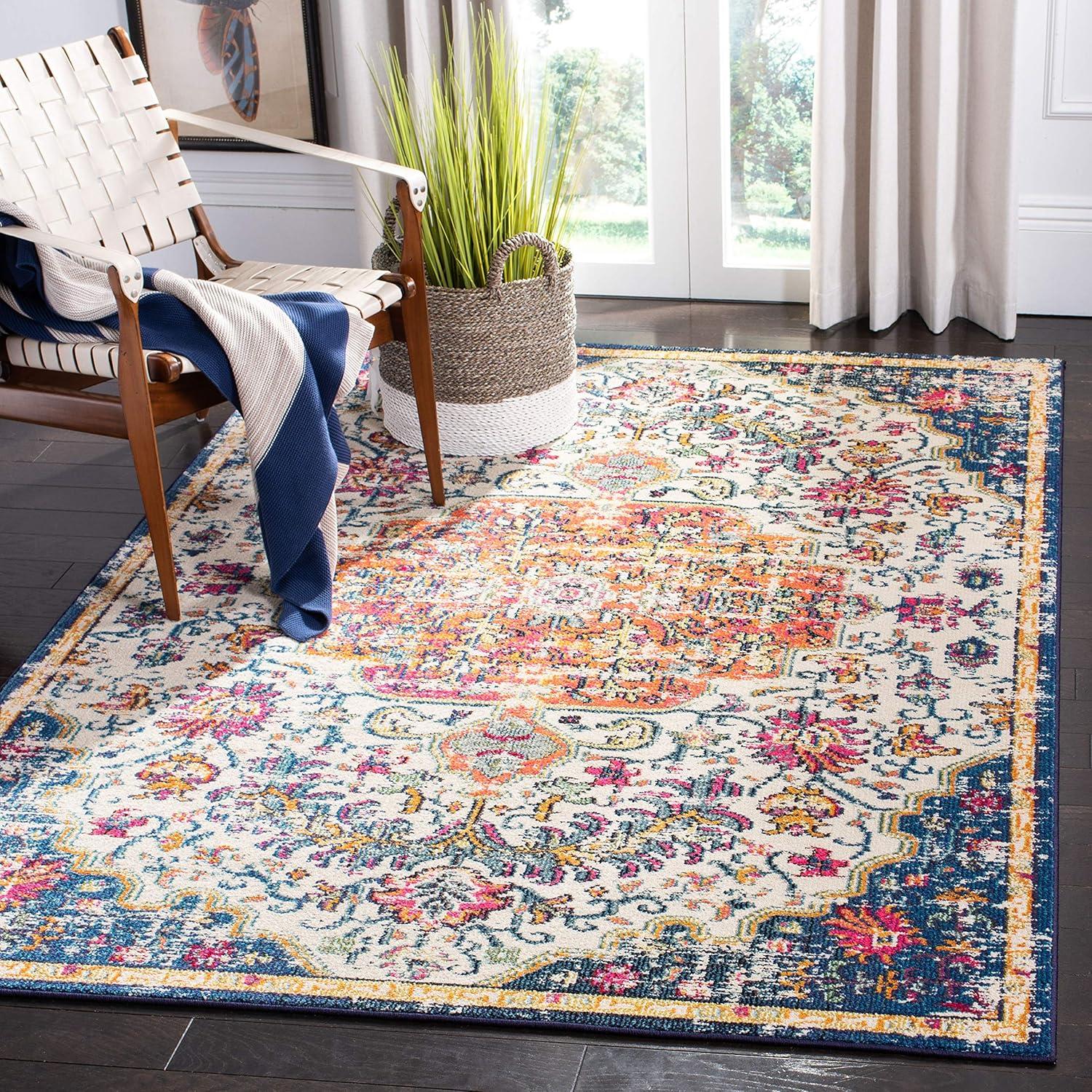 Madison MAD447 Power Loomed Indoor Area Rug - Ivory/Orange - 6'x9' - Safavieh